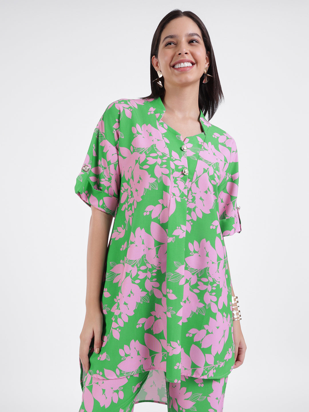 Green Floral Print Co-Ord Set