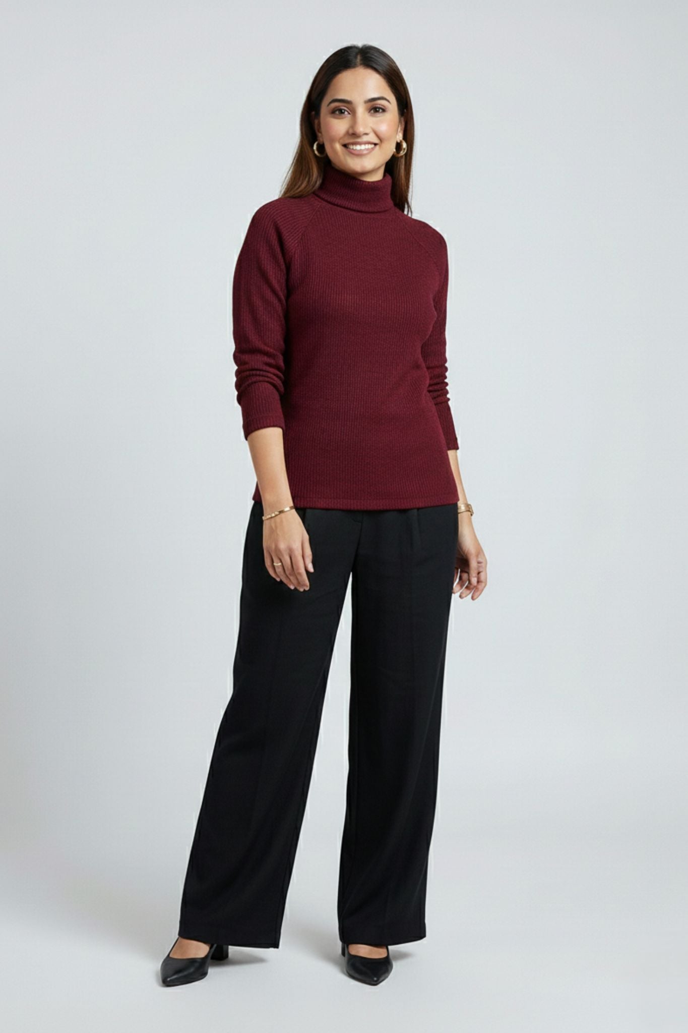 Meera Maroon Turtleneck Top