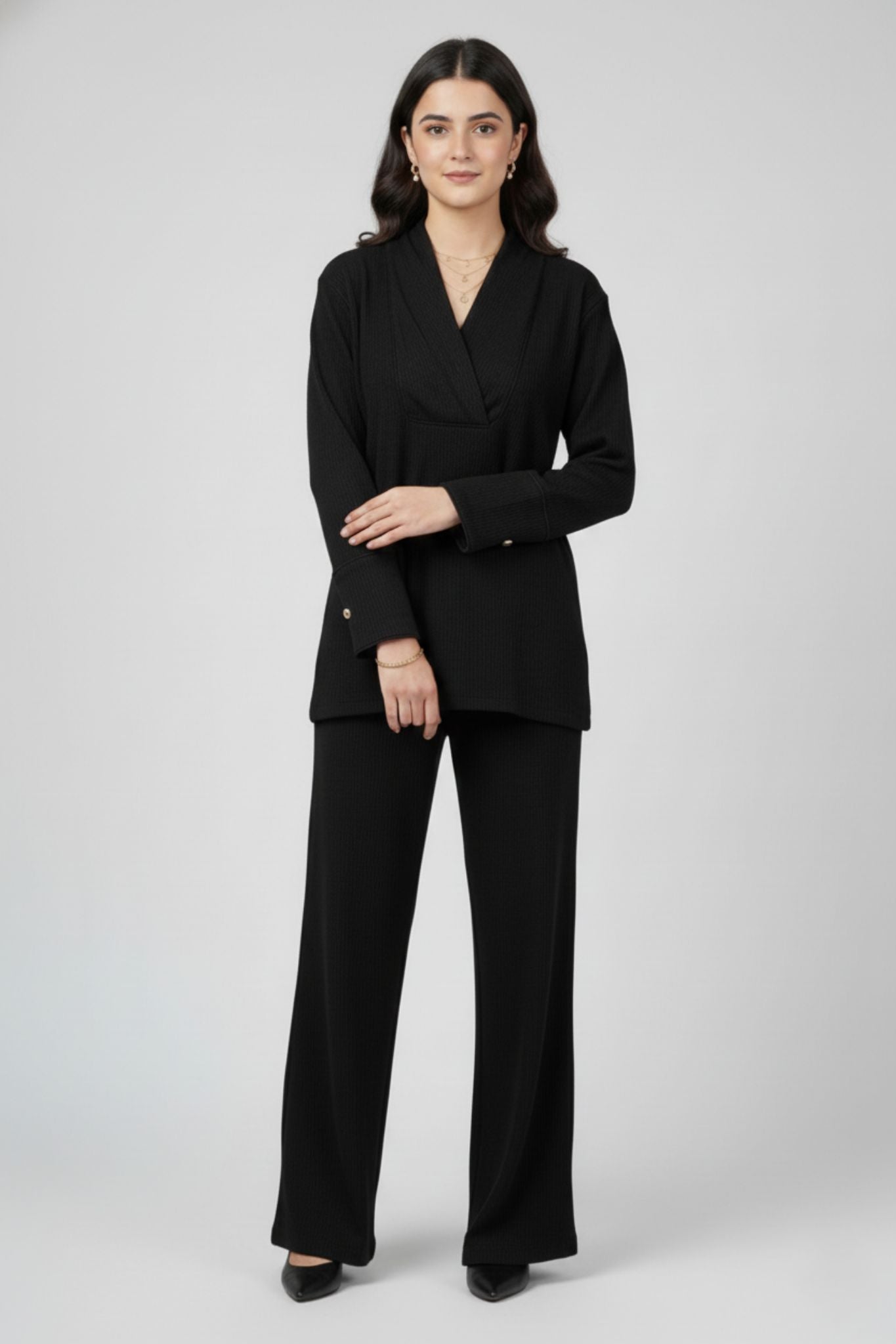 Black Textured Co-Ord Set