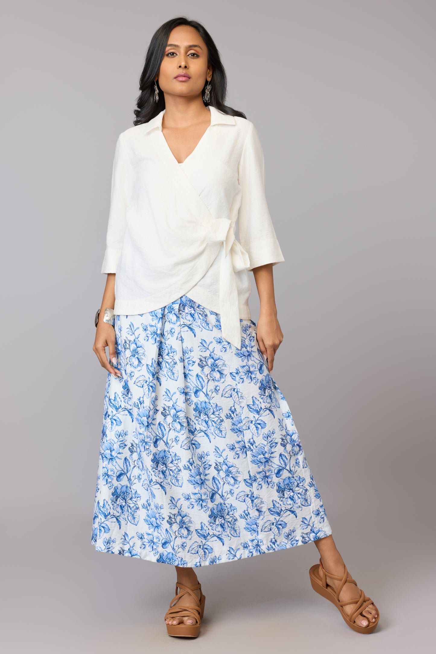 Mira’s White Wrap-Front Top