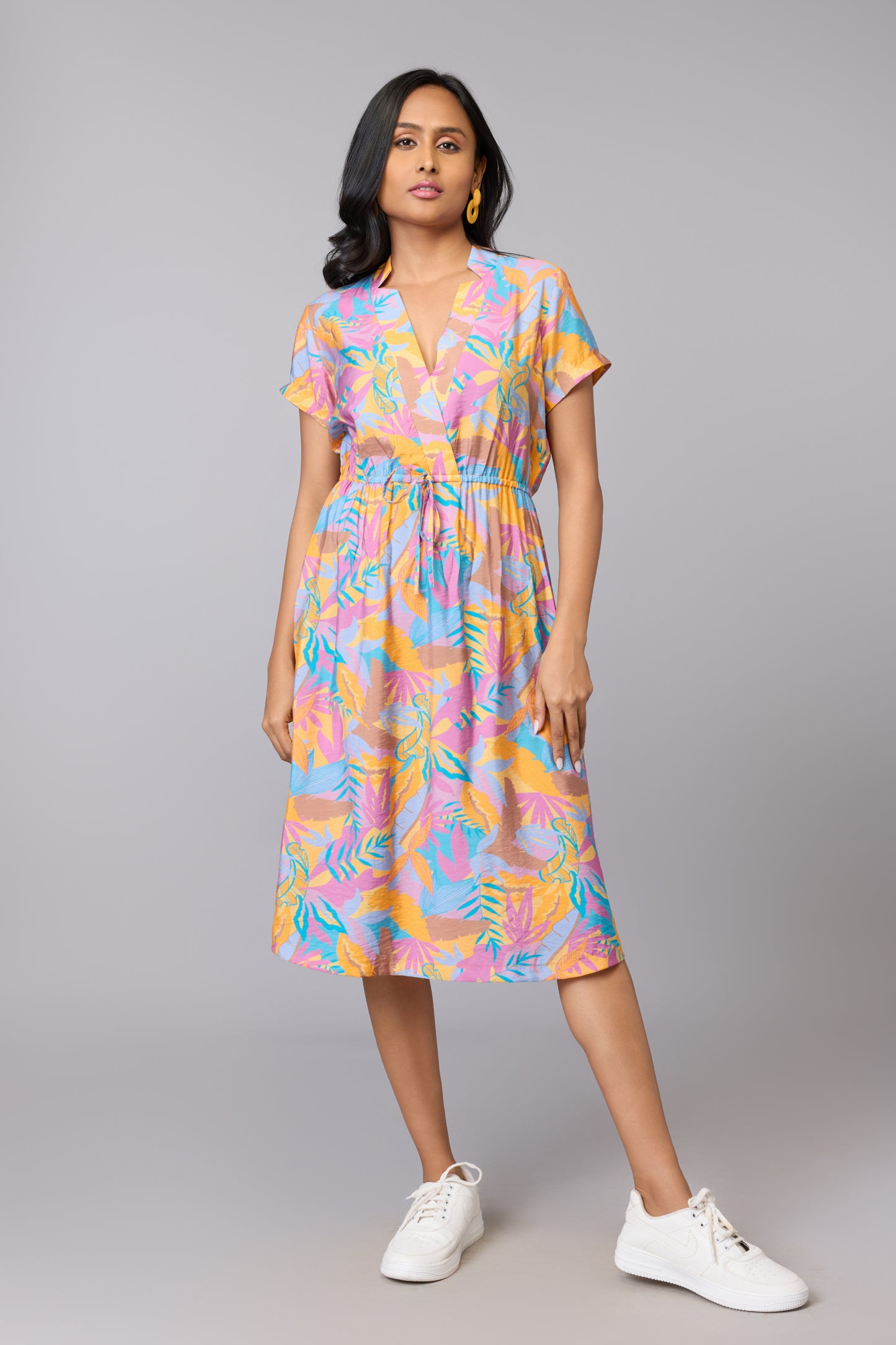 Sunset Glow V-Neck Dress
