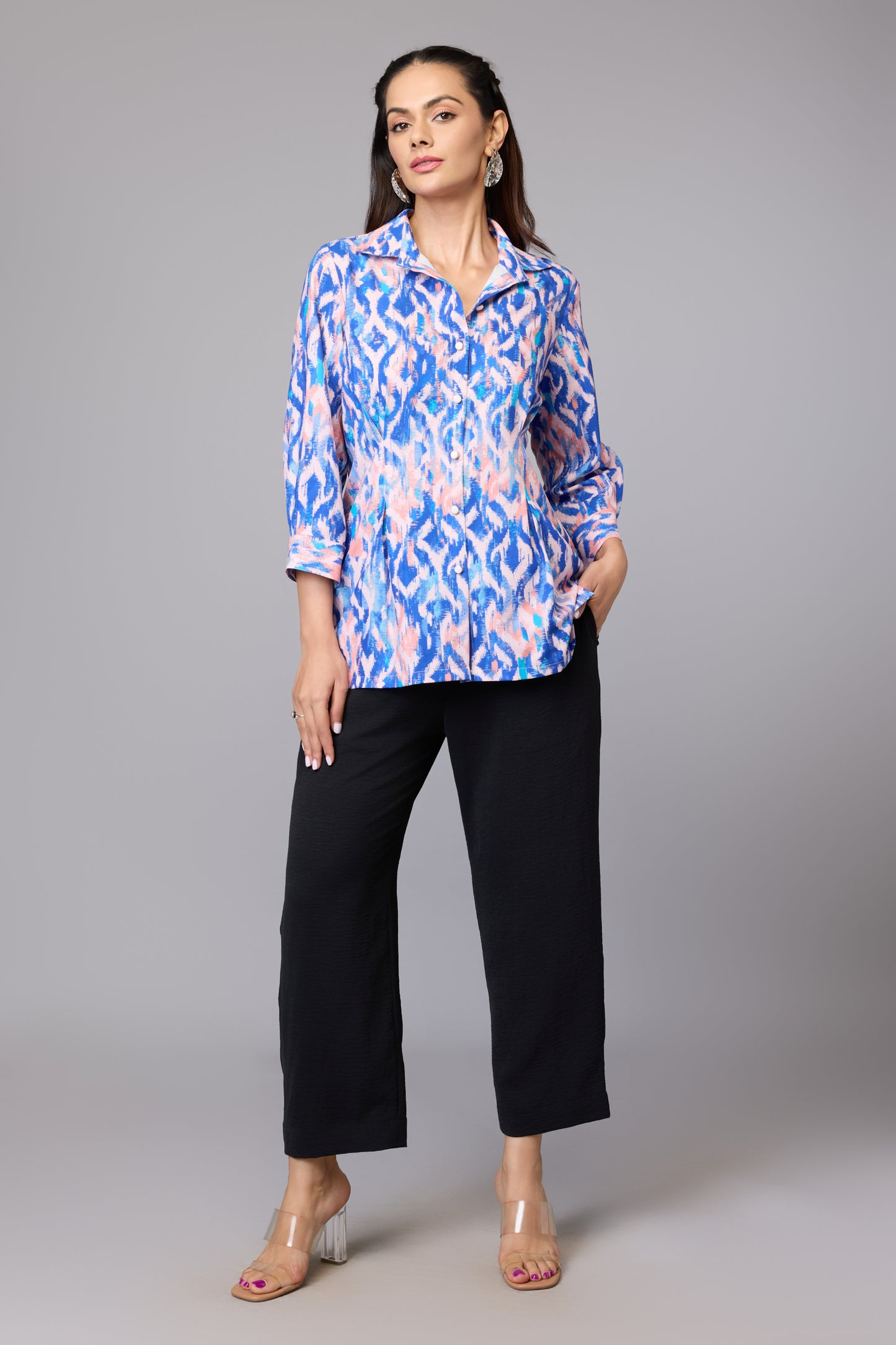 Vibrant Blue Printed Statement Shirt