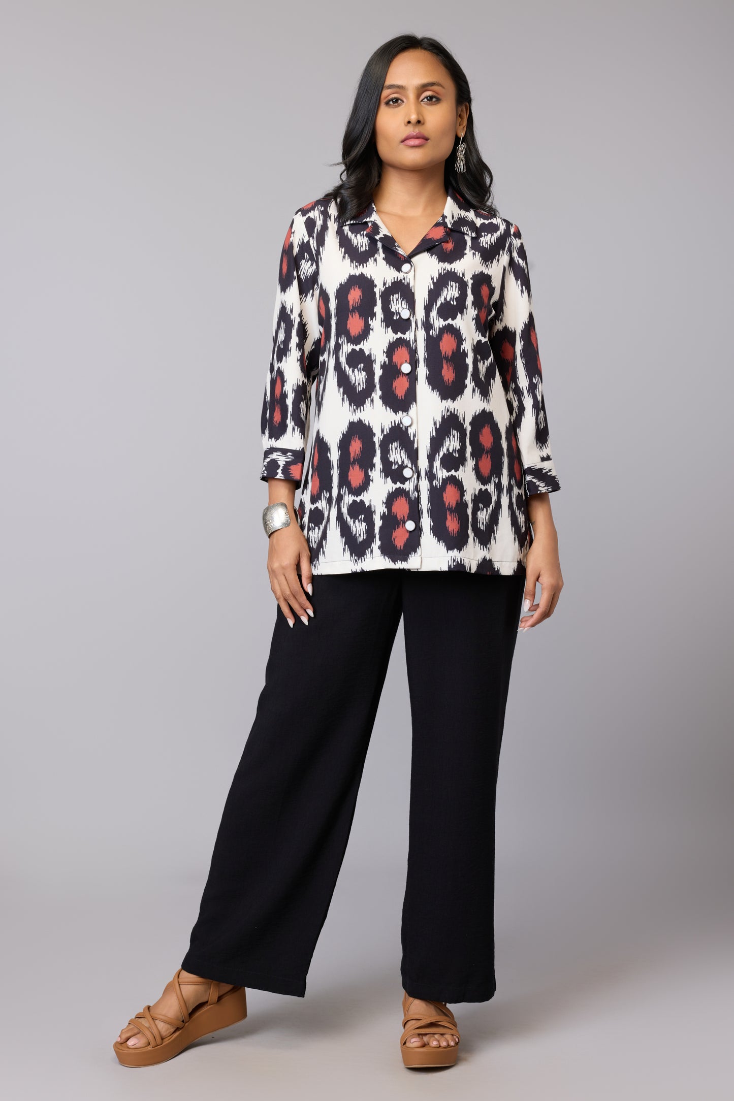 Striking Ikat Shirt Style Top