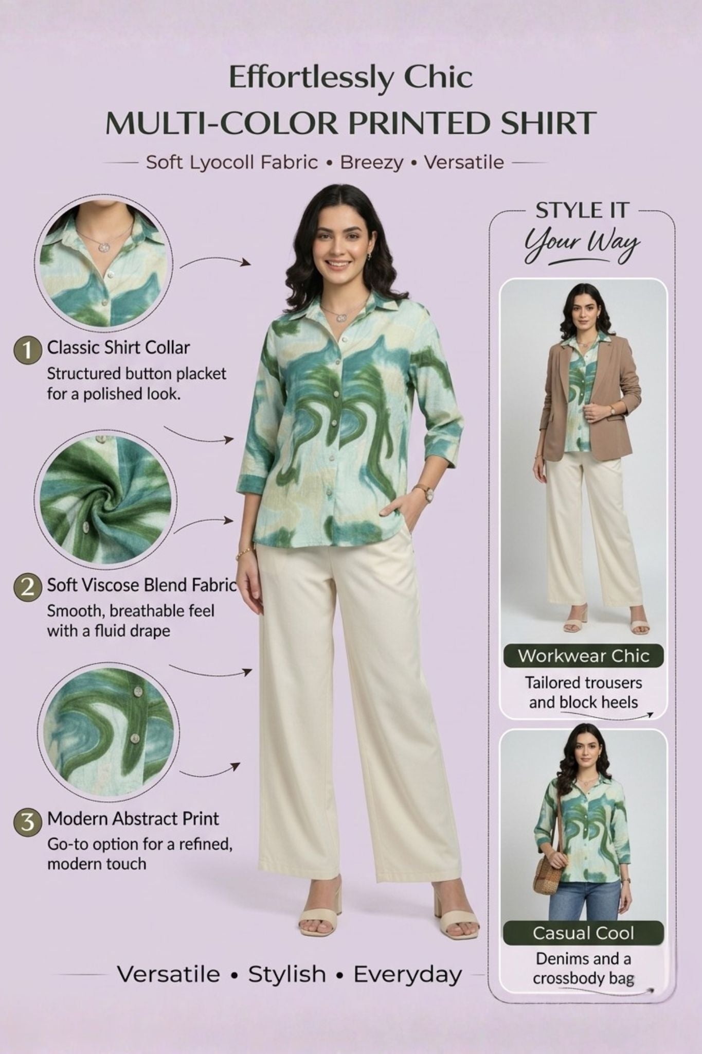 Abstract Print Shirt - Multi | Viscose Blend
