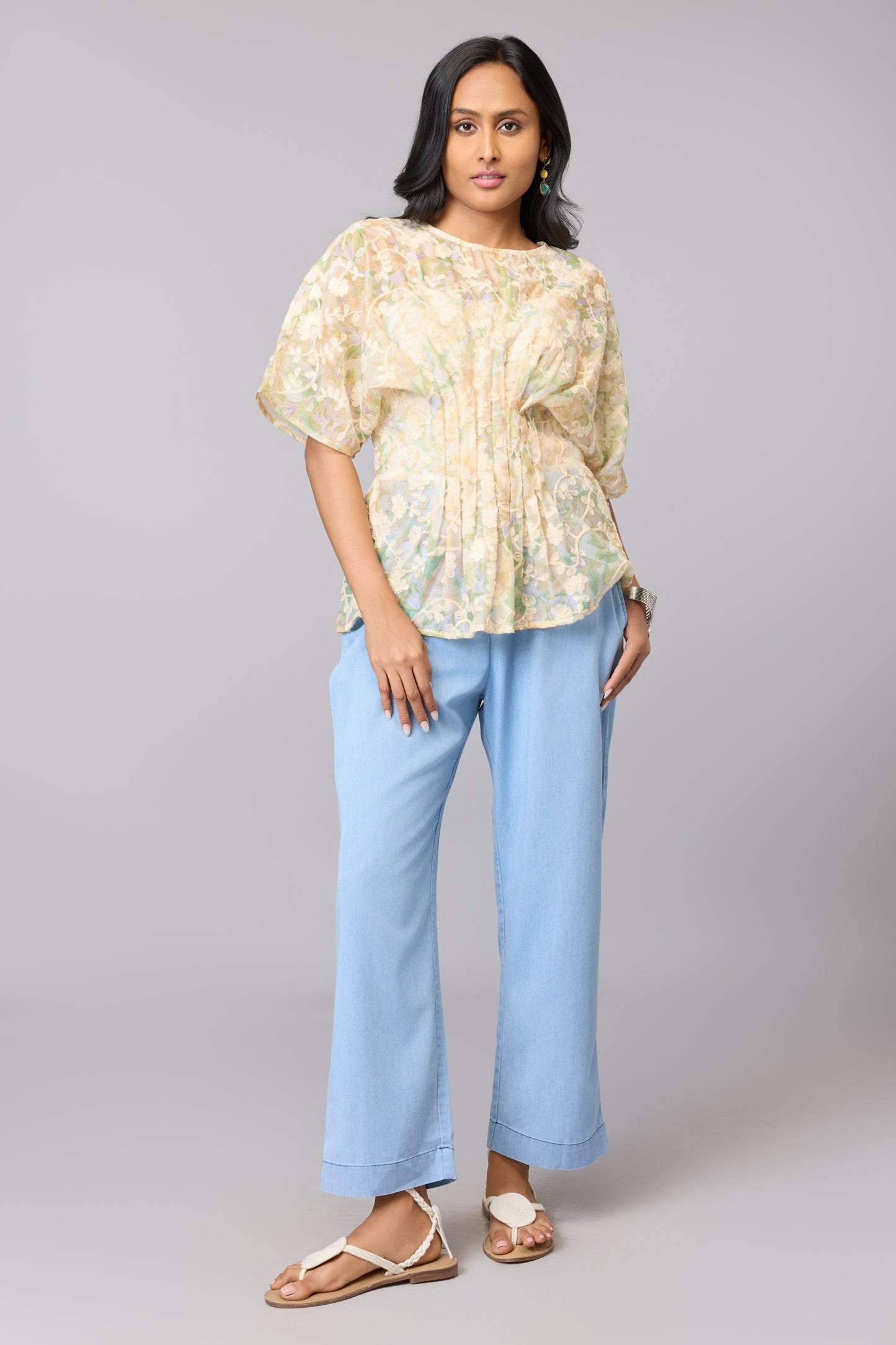 Vanilla Drape Floral Top