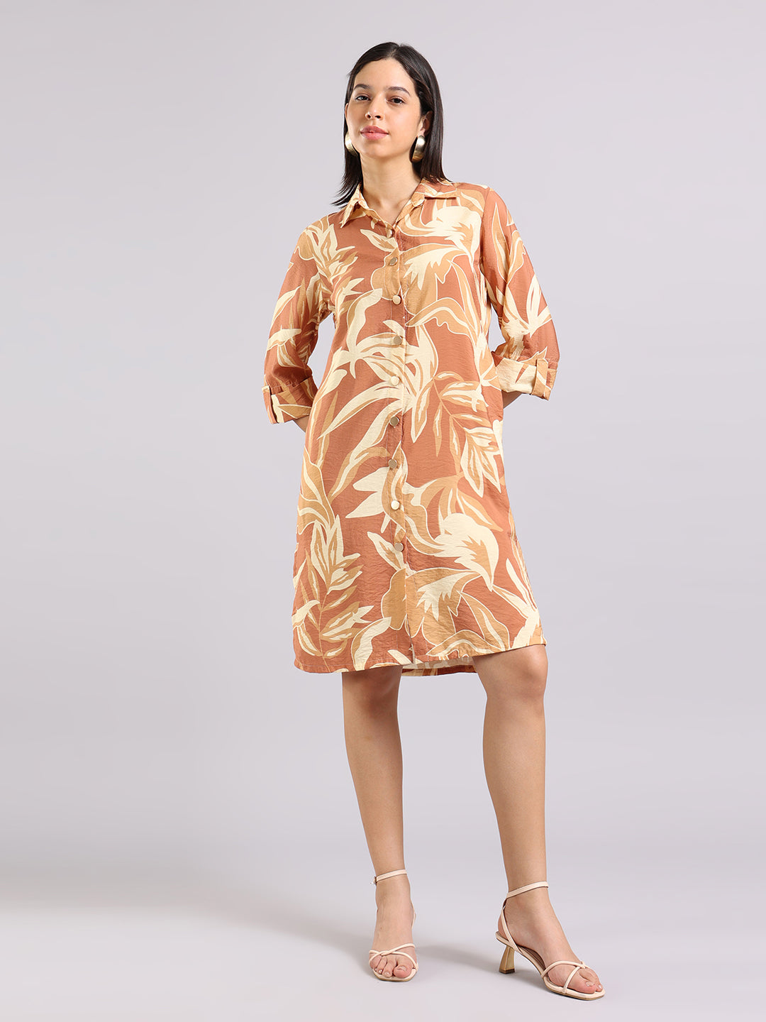Tropical Sand Long Shirt Dress