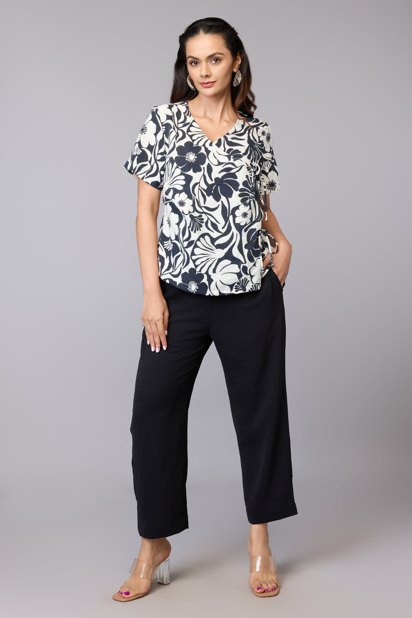 Botanic Noir Tie-Up Top