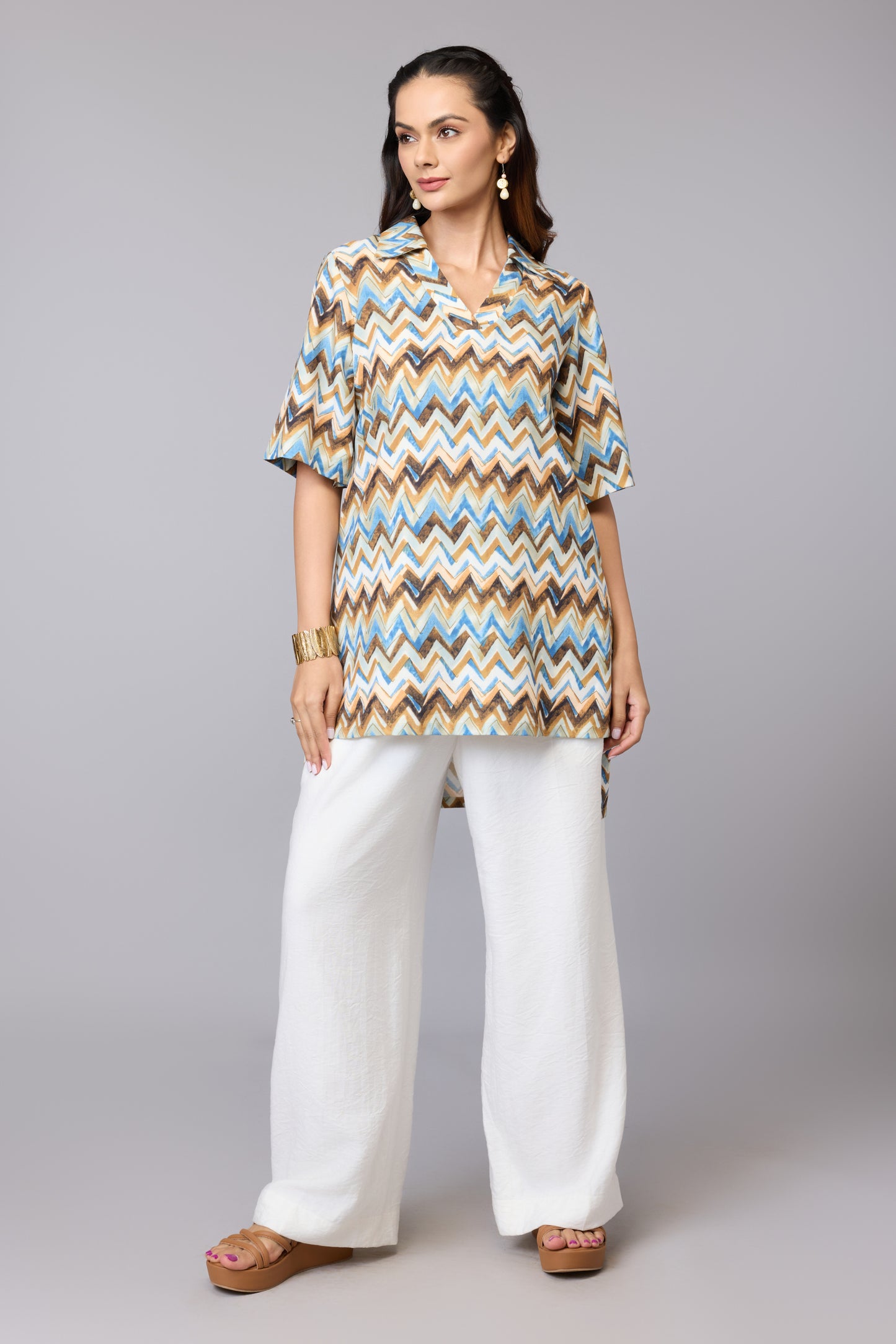 Multicolor Zigzag Fusion Top