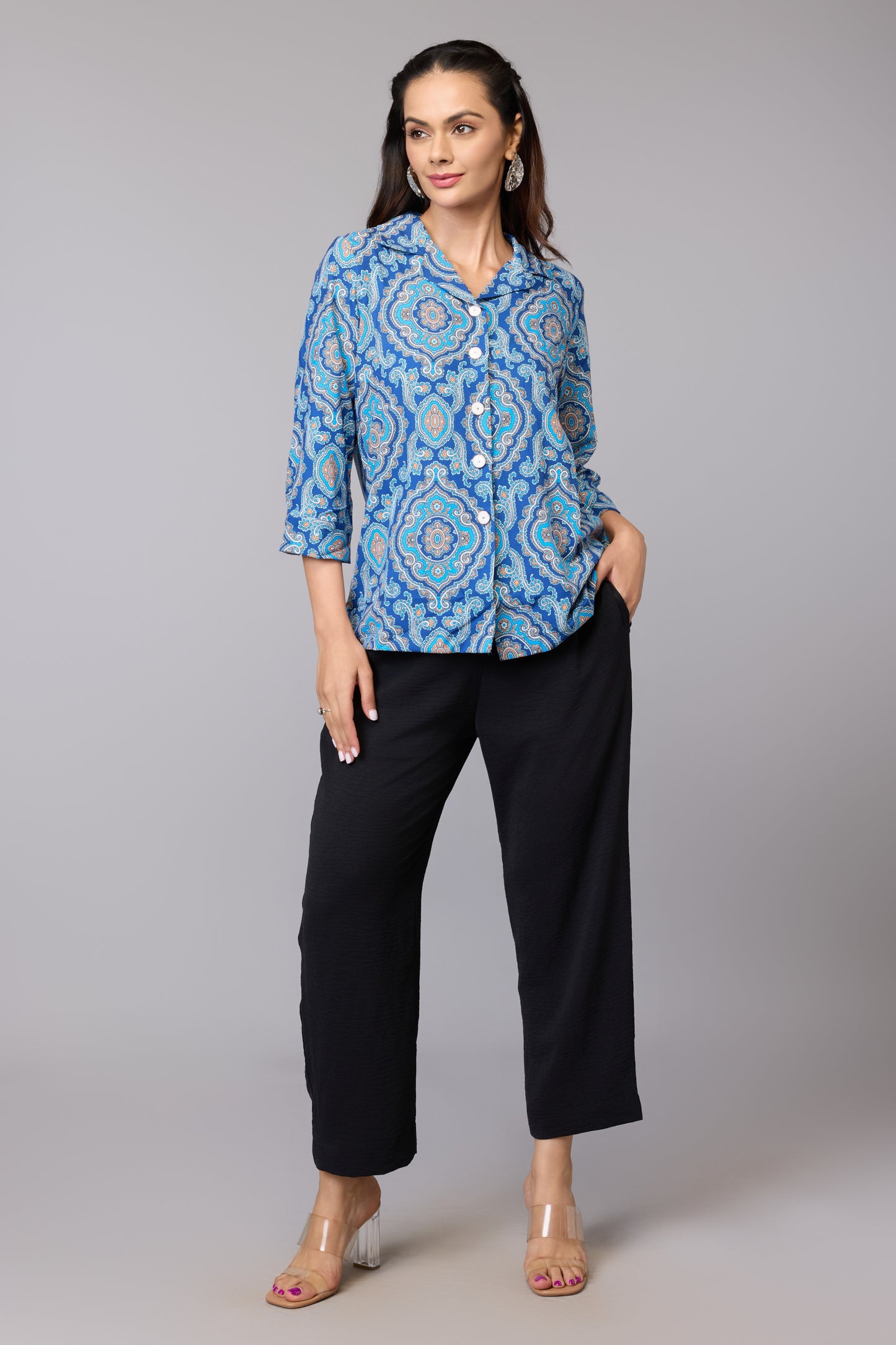 Blue Paisley Charm Top