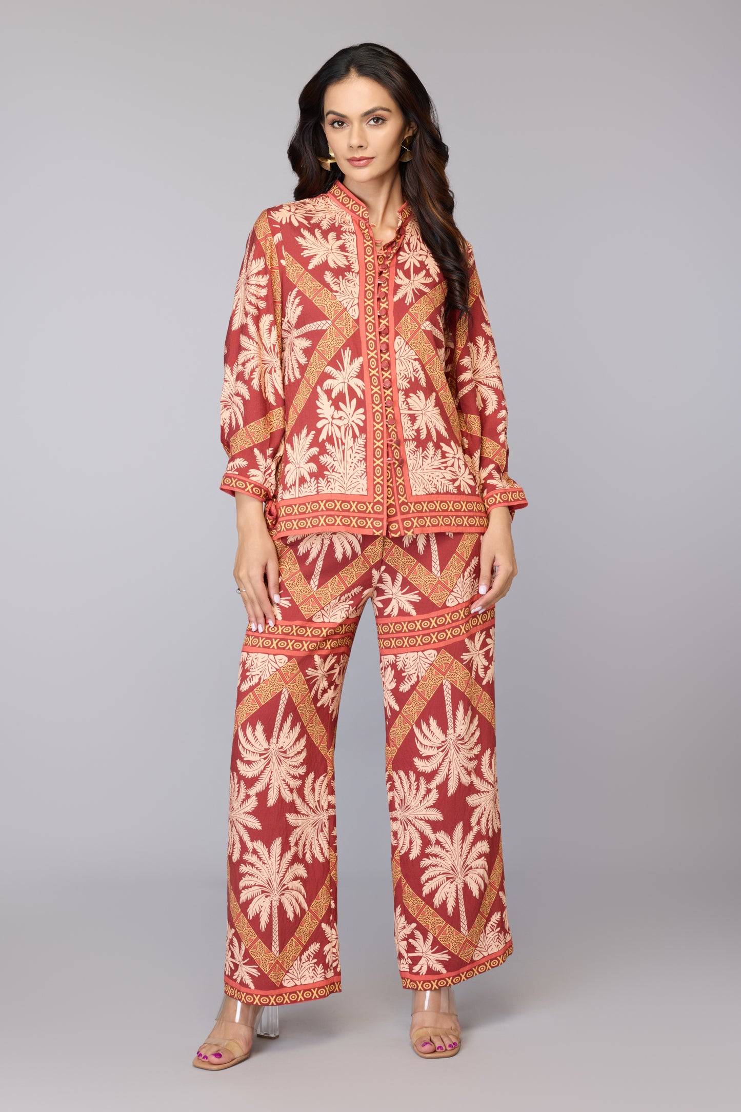 Palm Print Relaxed Trousers
