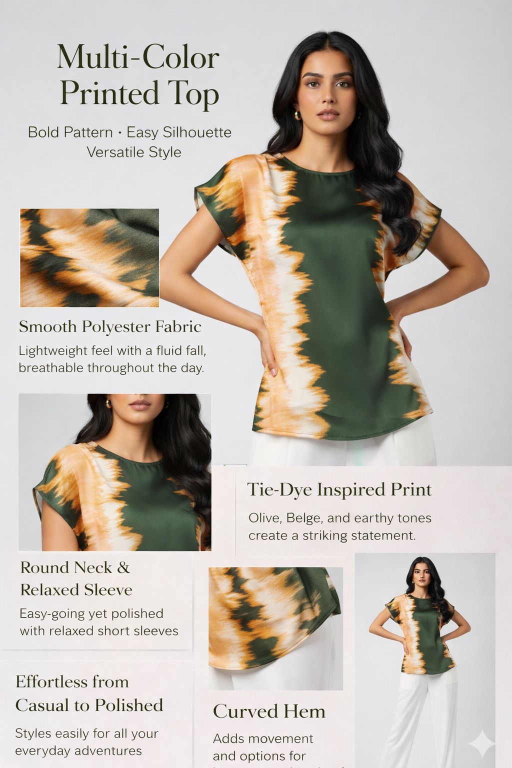 Modern Abstract Print Top - Multi | Polyester