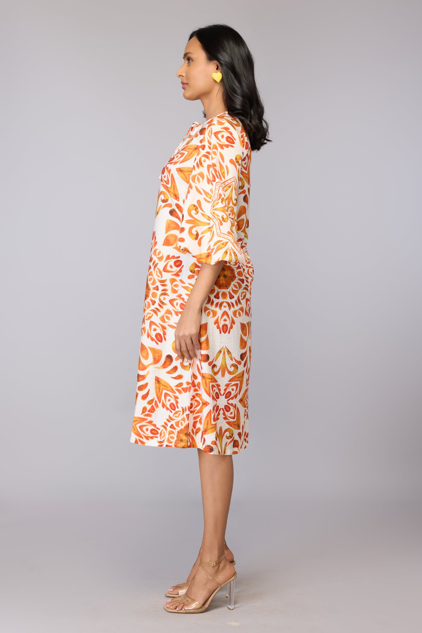 Orange Medallion Midi Dress