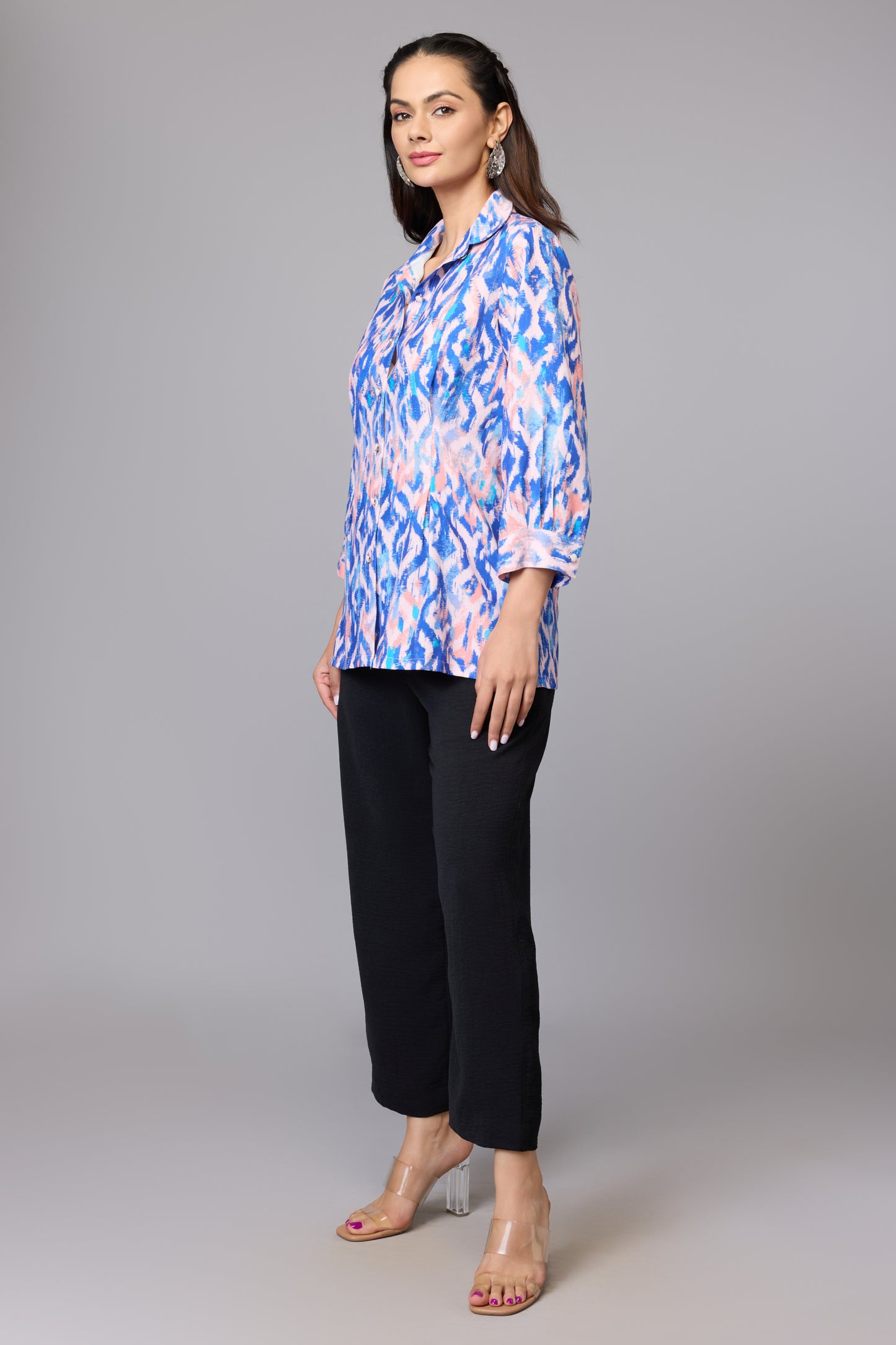Vibrant Blue Printed Statement Shirt