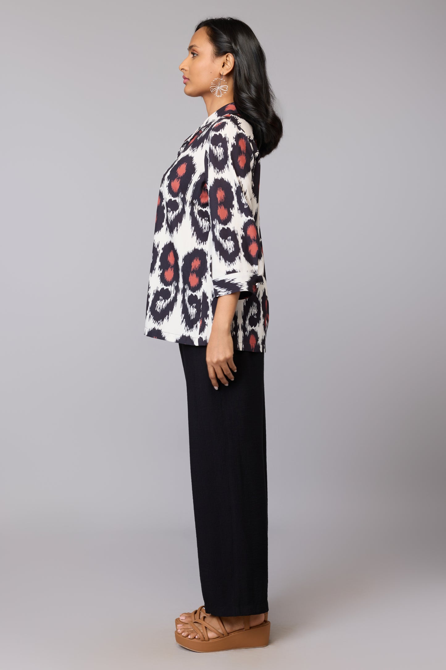 Striking Ikat Shirt Style Top