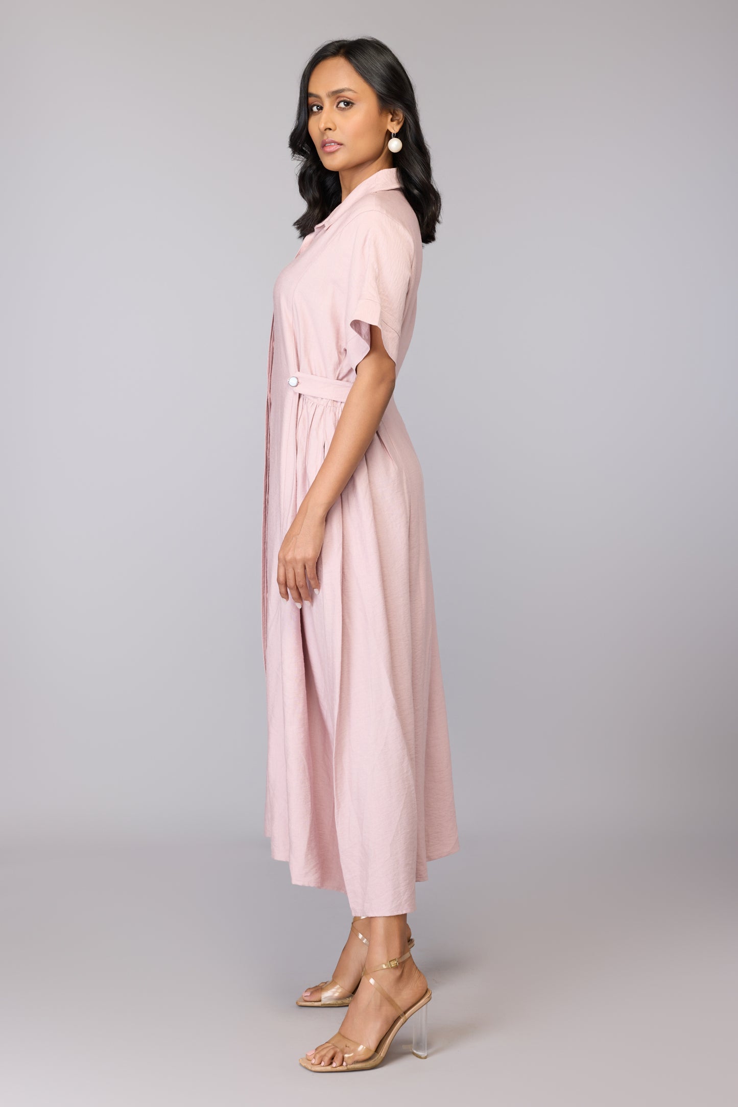 Lavender Breezy Buttoned Dress