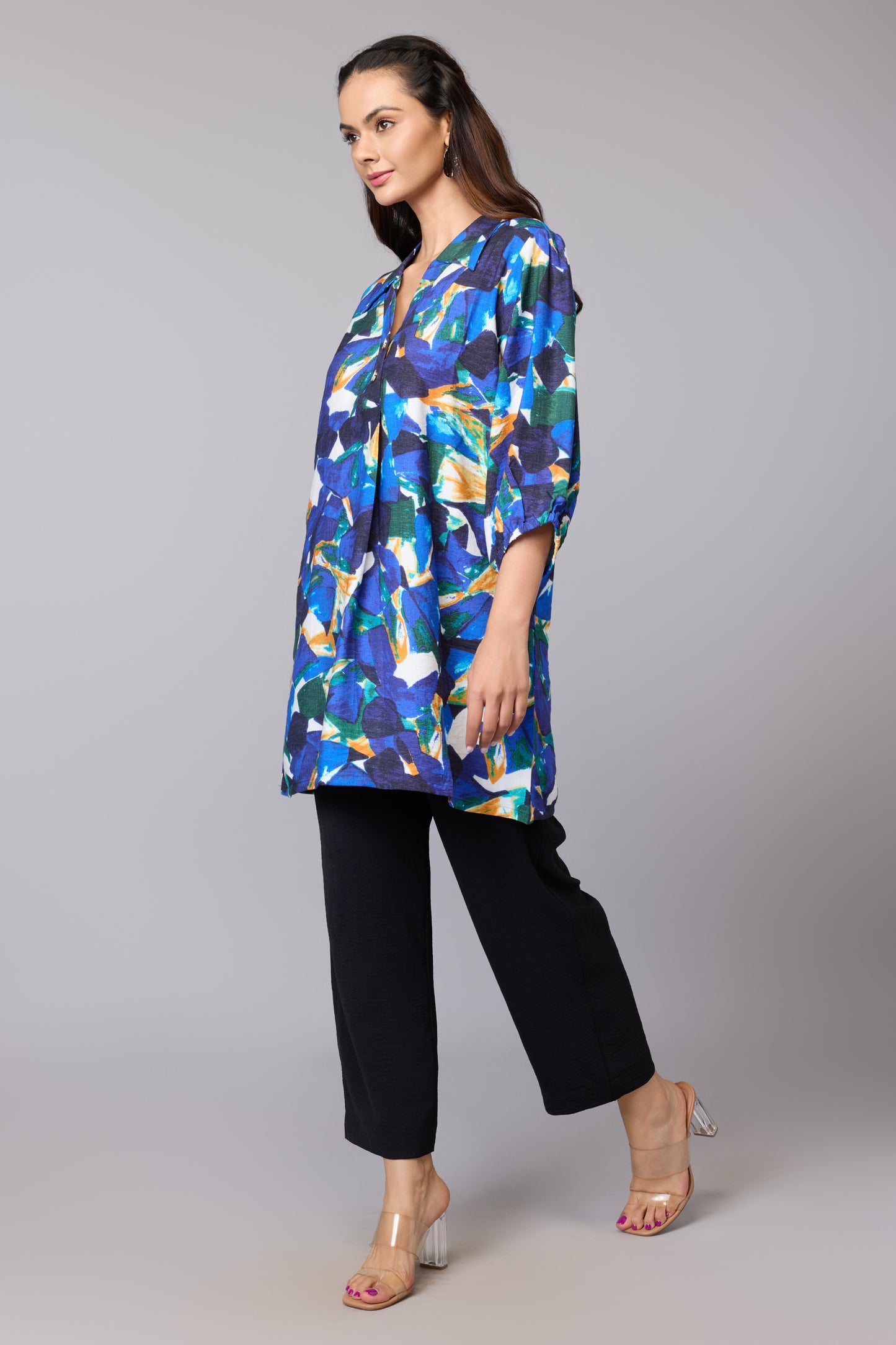 Blue Brushstroke Art Tunic
