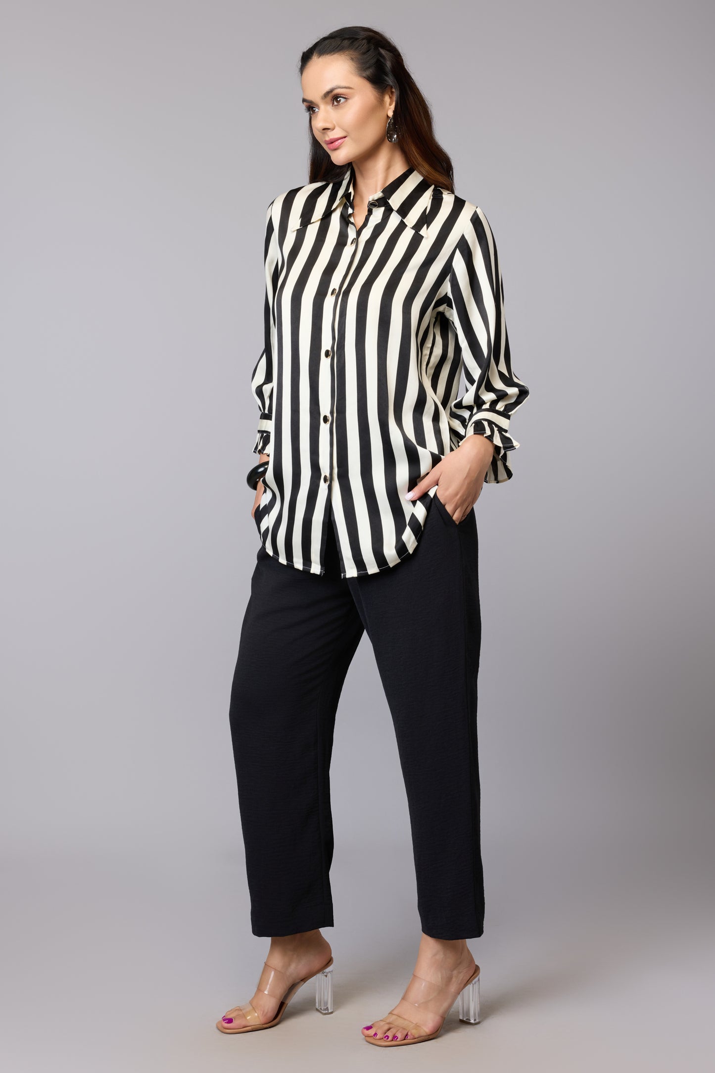 Monochrome Stripe Chic Shirt
