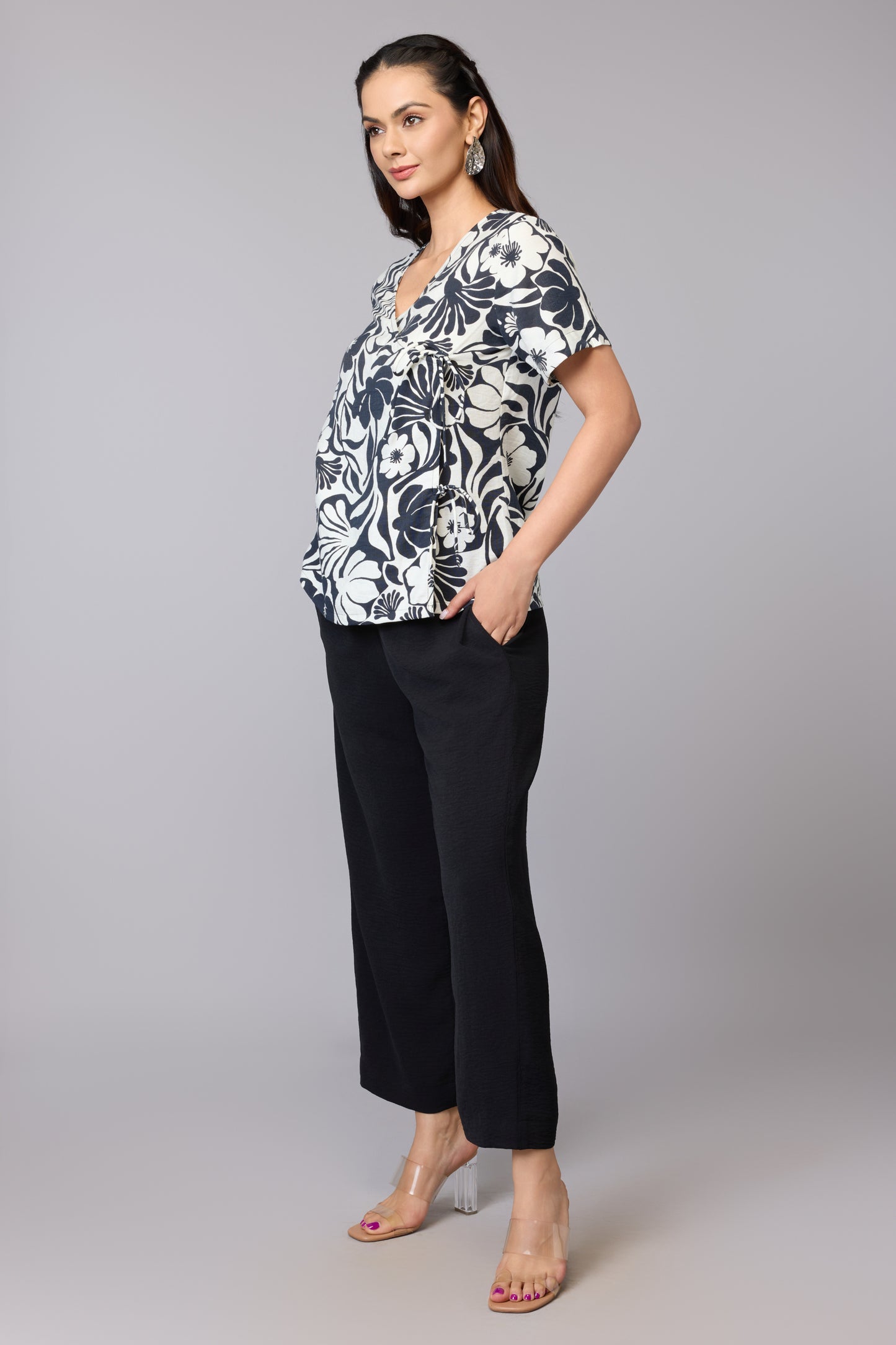 Botanic Noir Tie-Up Top