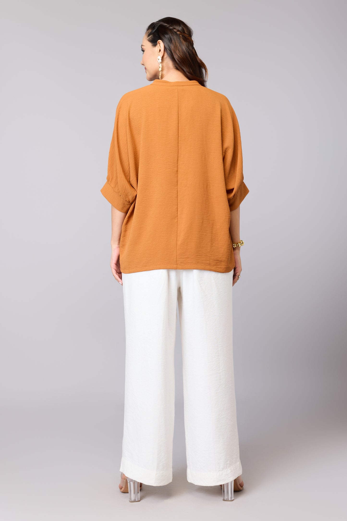 Coral Crinkled Relaxed Tunic