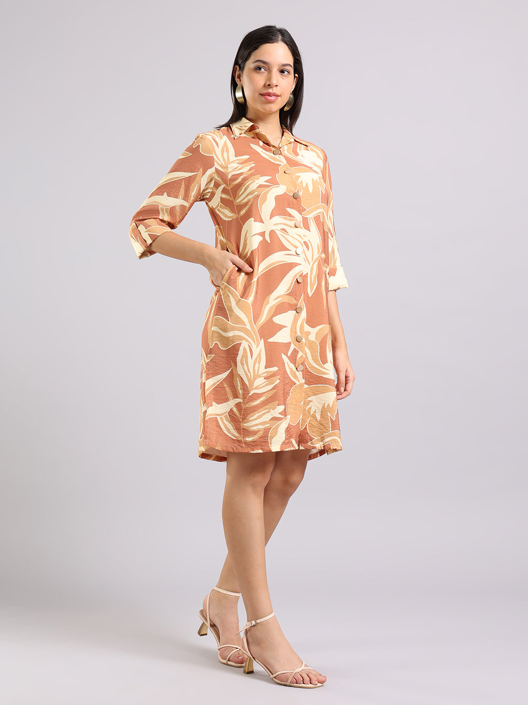 Tropical Sand Long Shirt Dress
