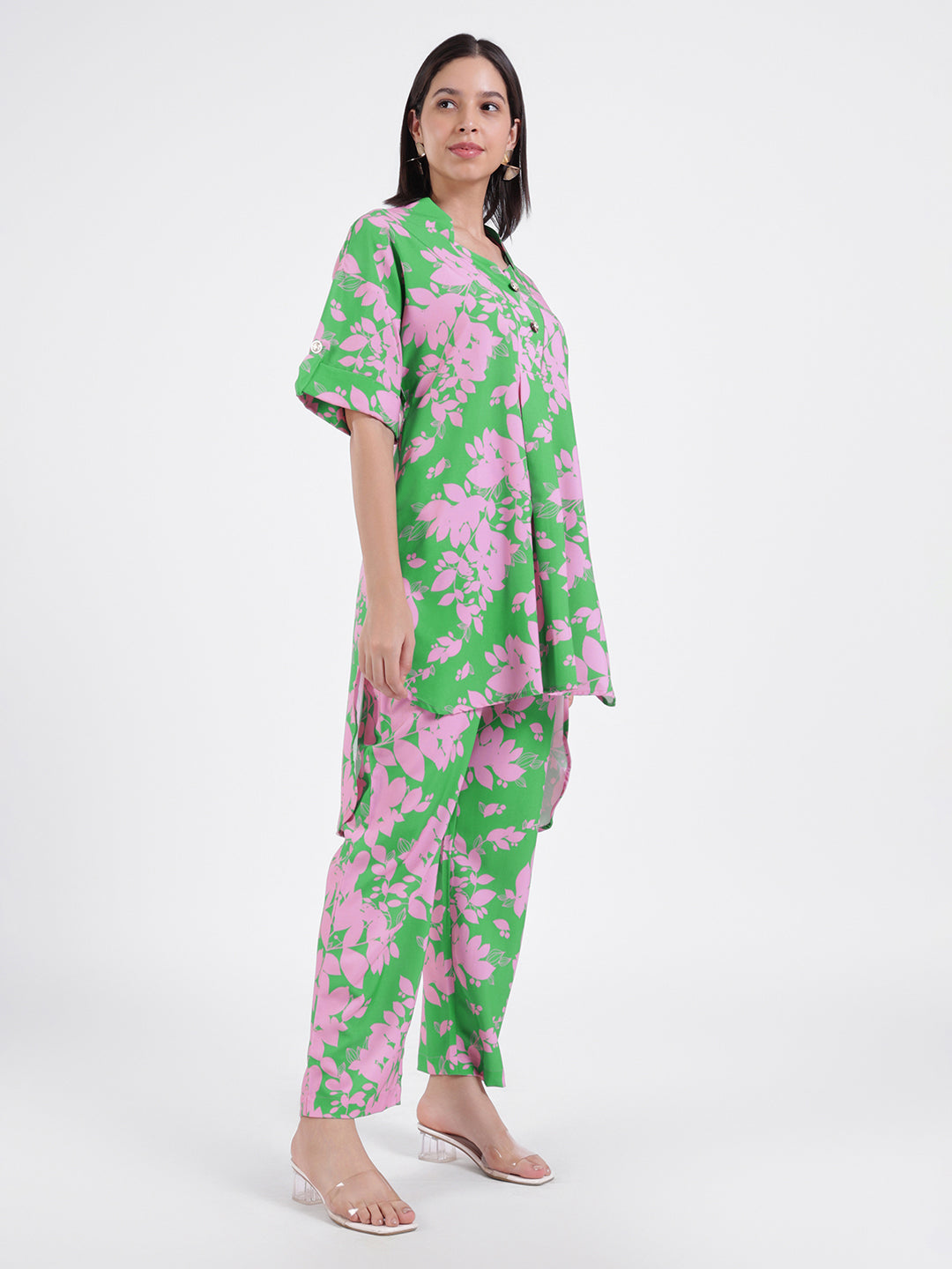 Green Floral Print Co-Ord Set