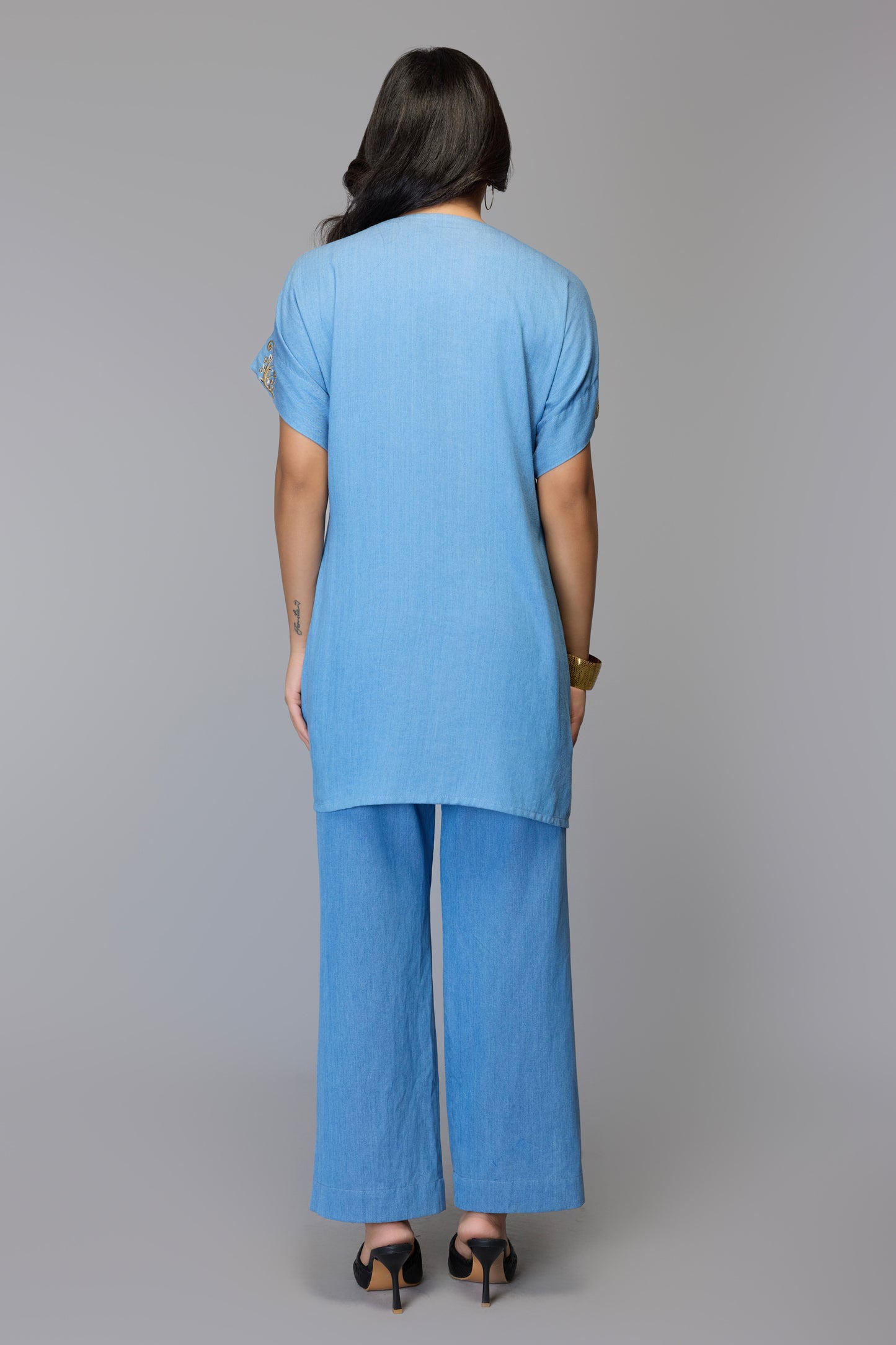 Soft Blue Lyocell Denim Trouser