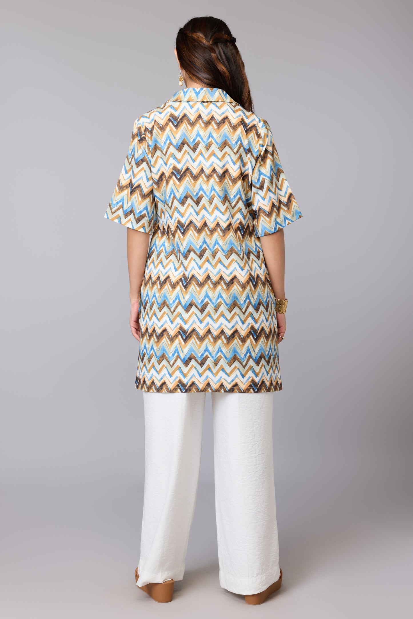 Multicolor Zigzag Fusion Top