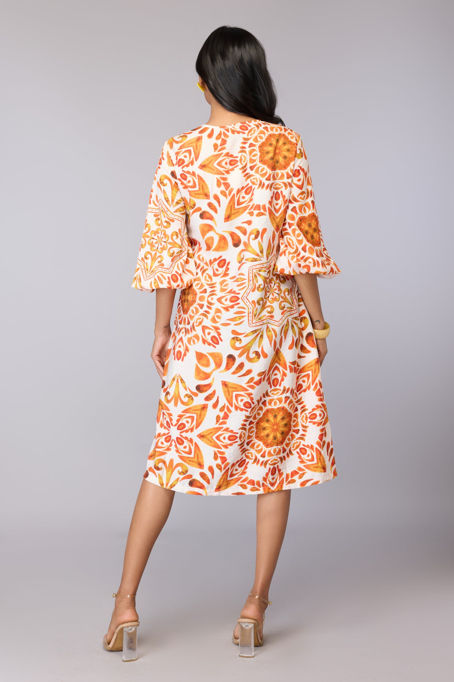 Orange Medallion Midi Dress