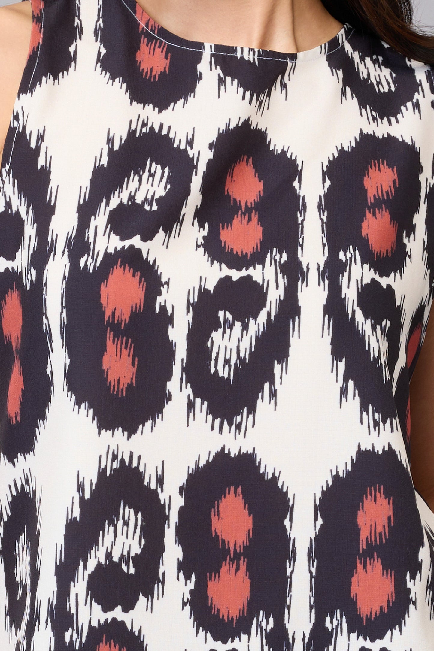 Asymmetrical Ikat Print Sleeveless Top