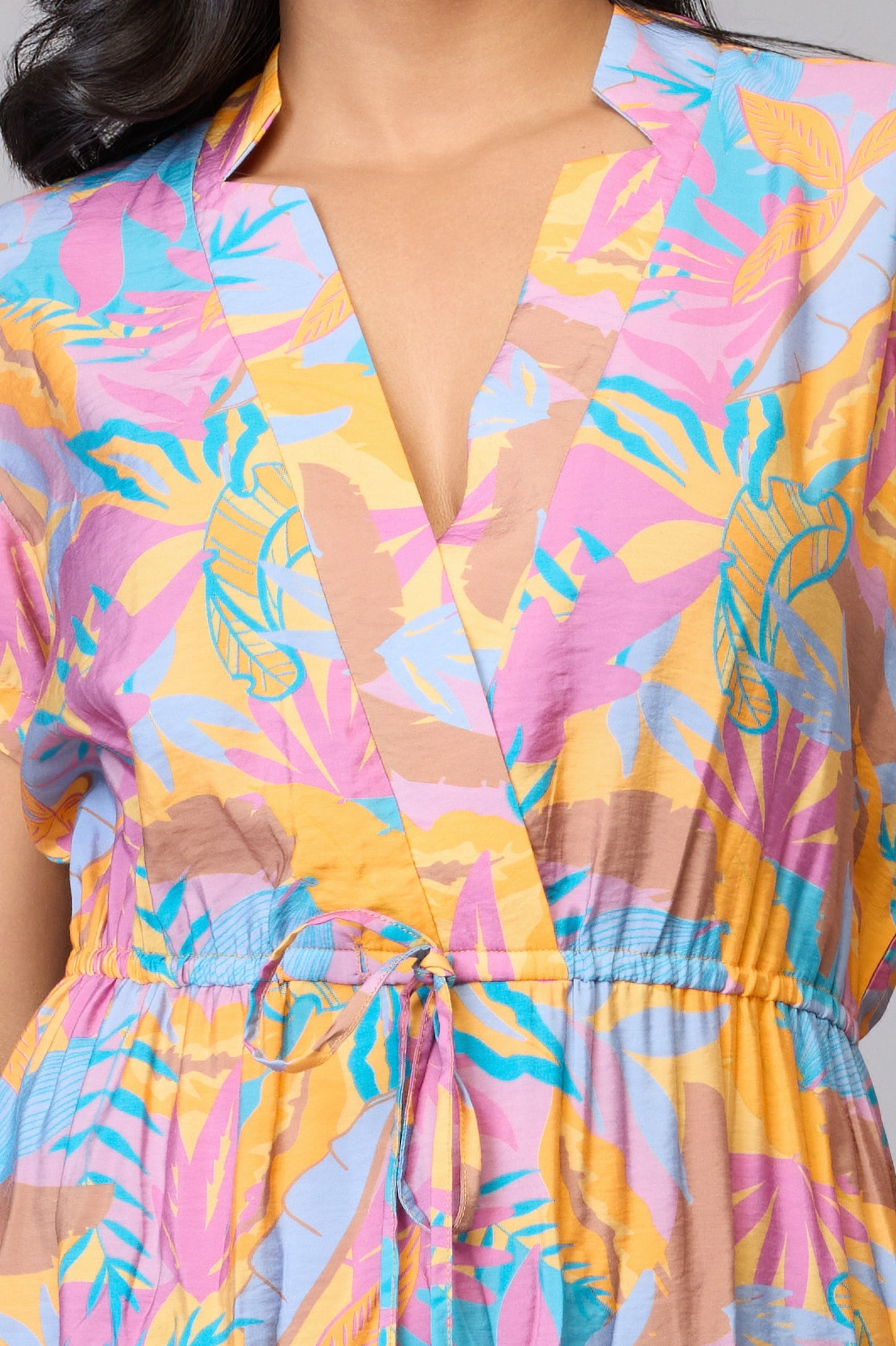 Sunset Glow V-Neck Dress