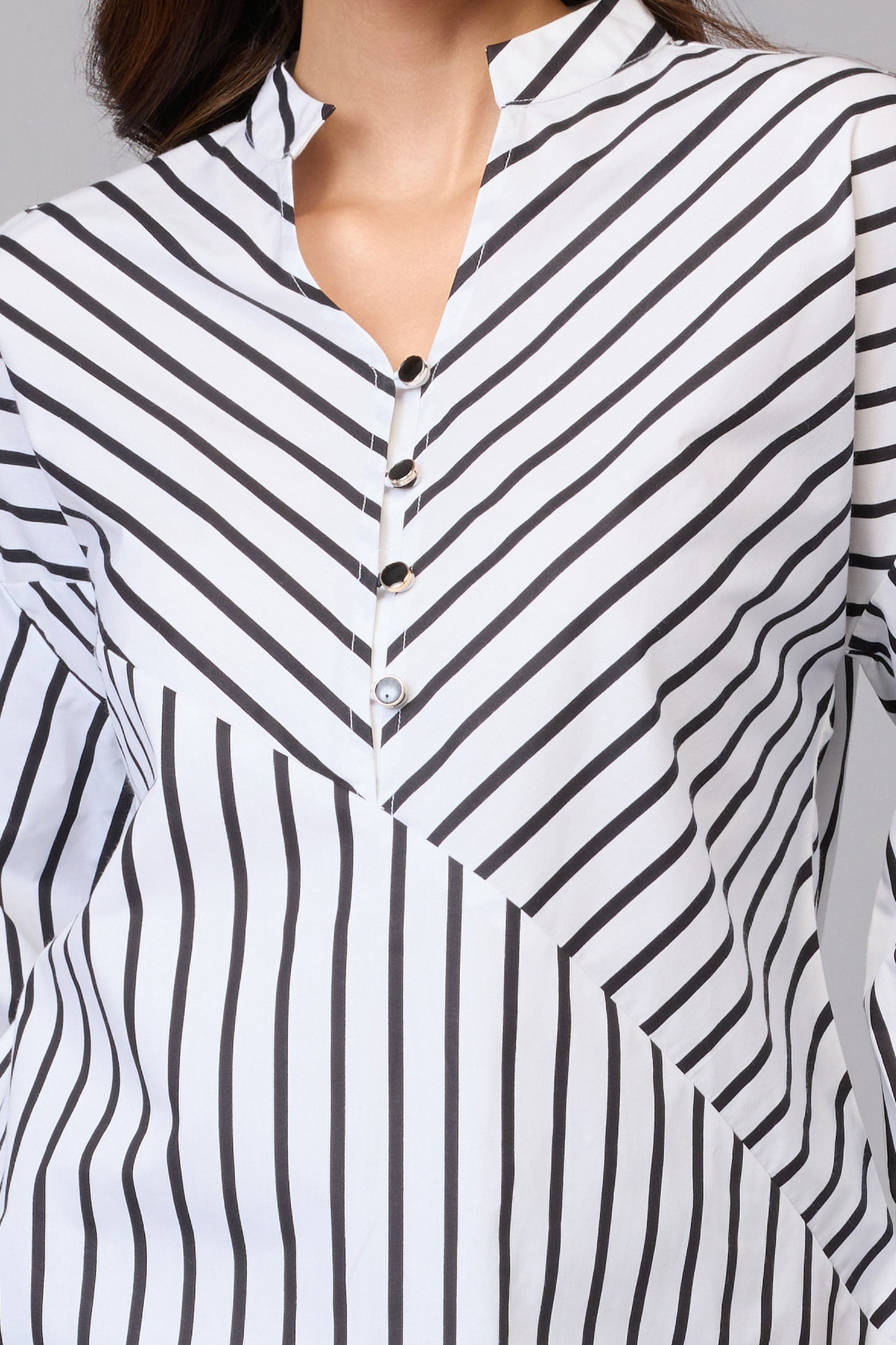 Black & White Striped Cotton Top