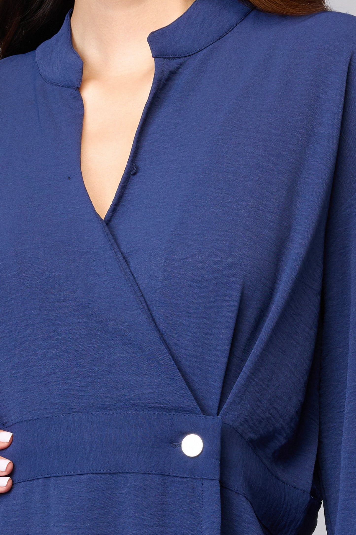 Blue Overlap Midi Dress