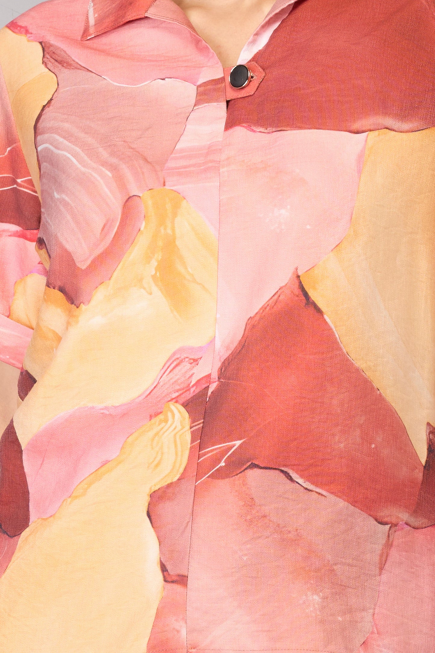 Blush Abstract Collared Top