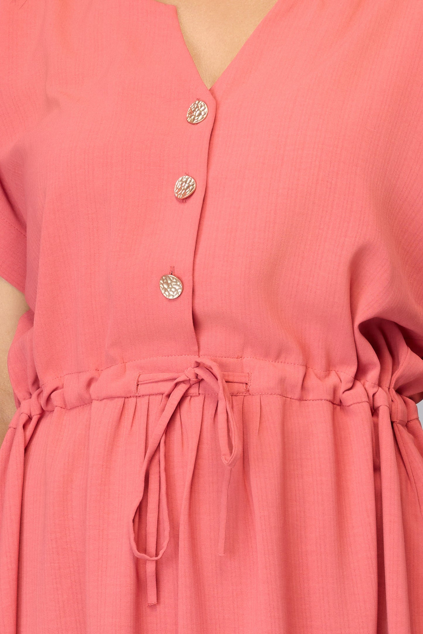 Casual Pink Drawstring Dress