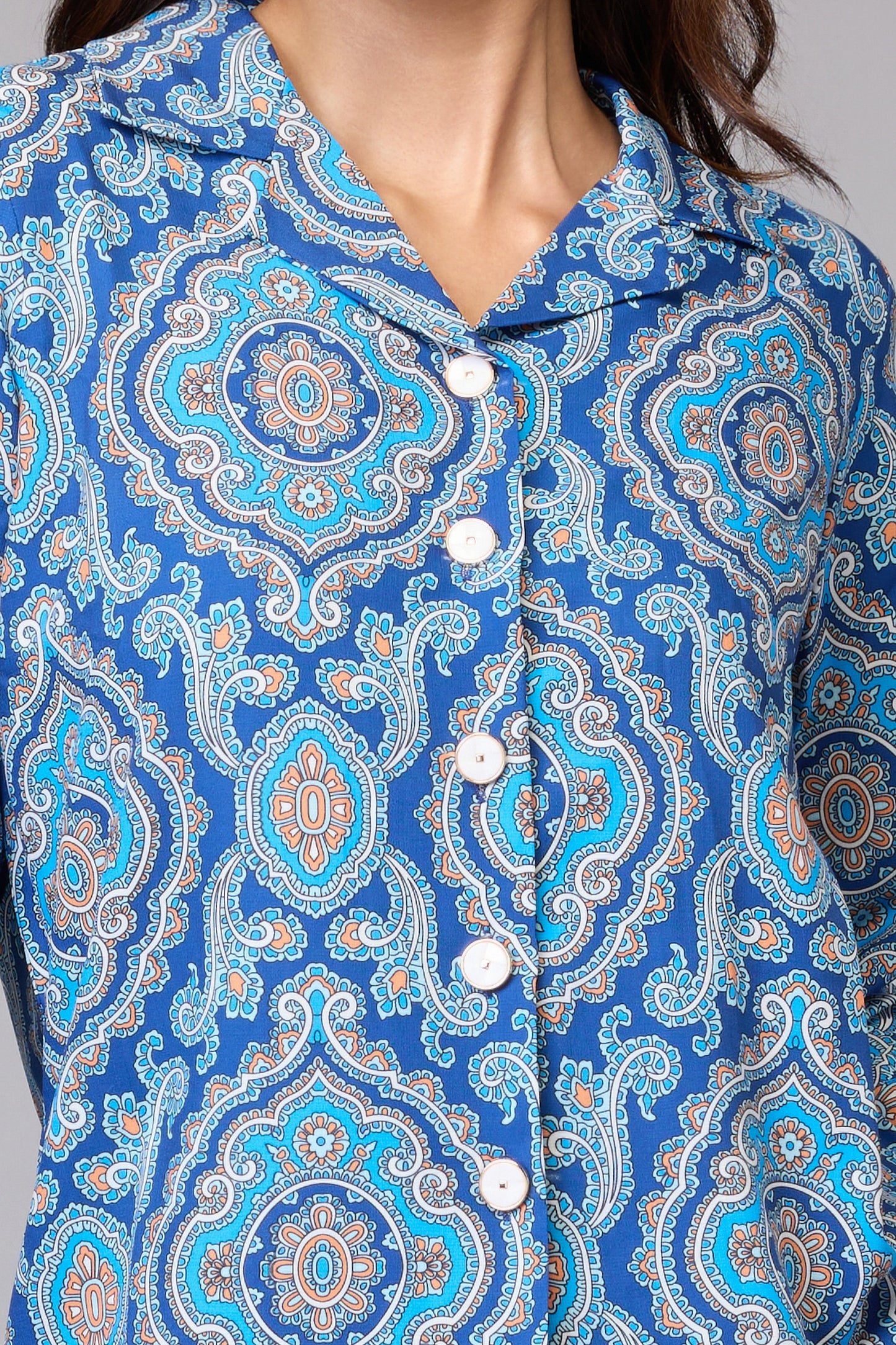 Blue Paisley Charm Top