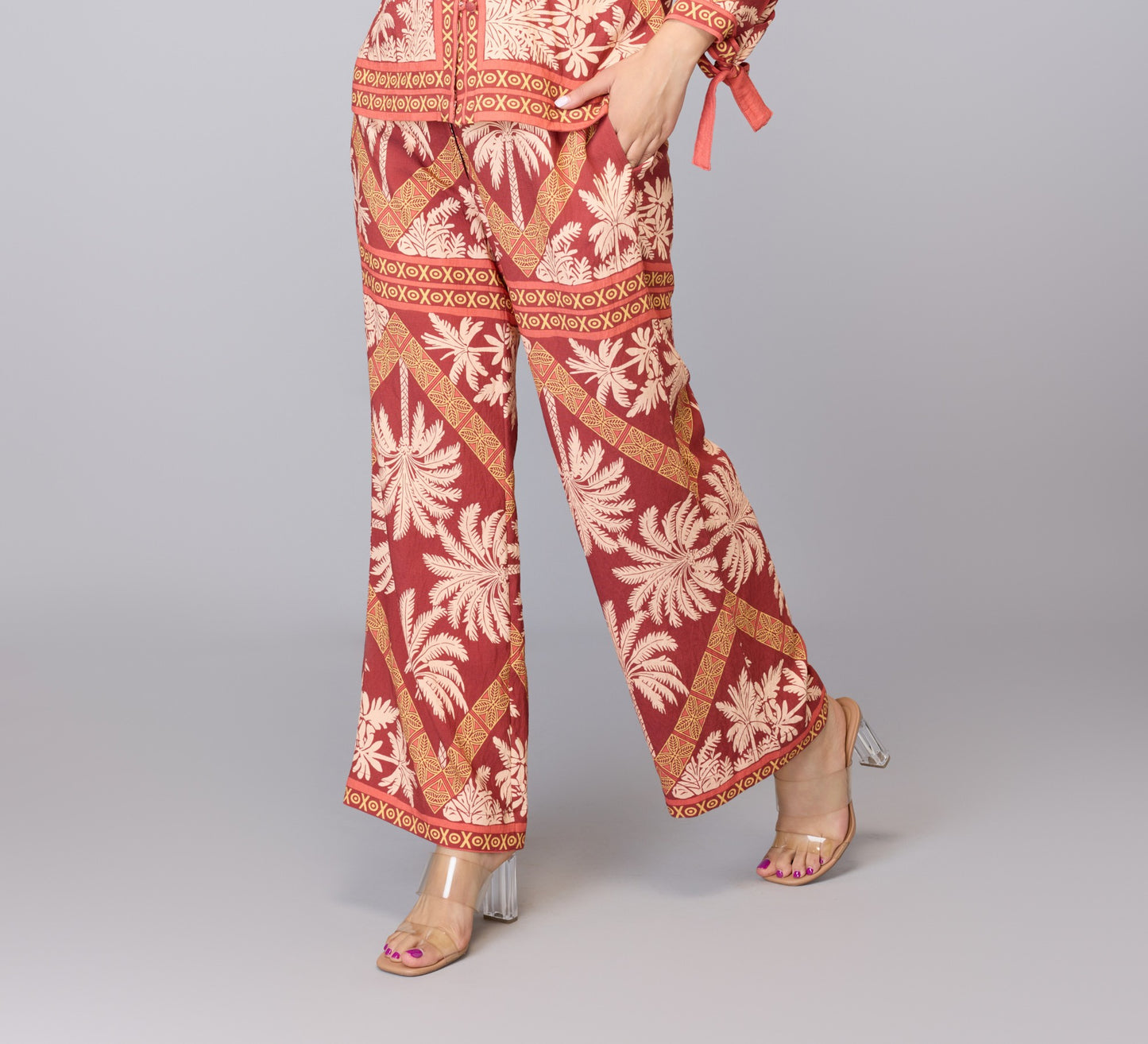 Palm Print Relaxed Trousers