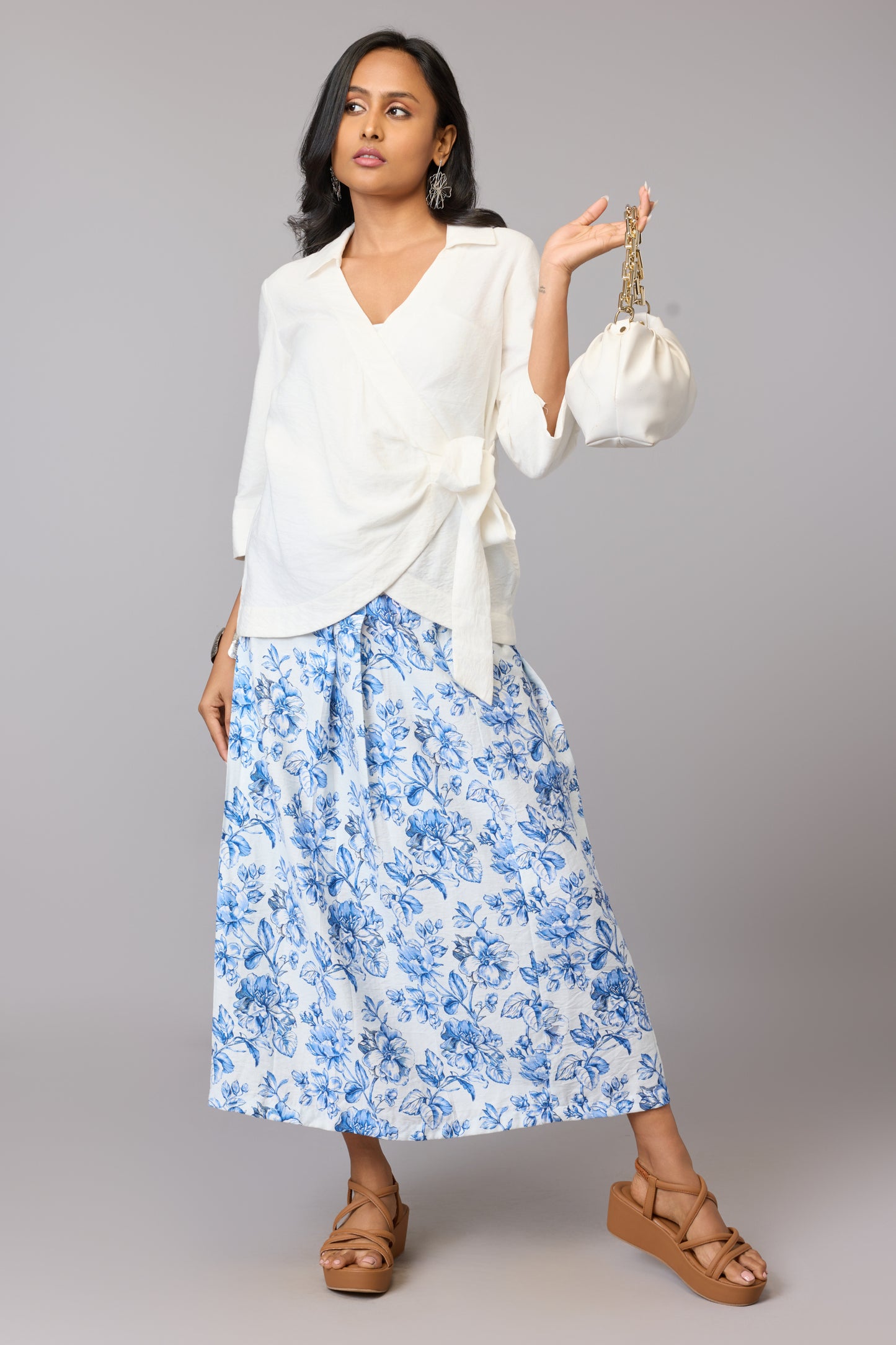 Mira’s White Wrap-Front Top