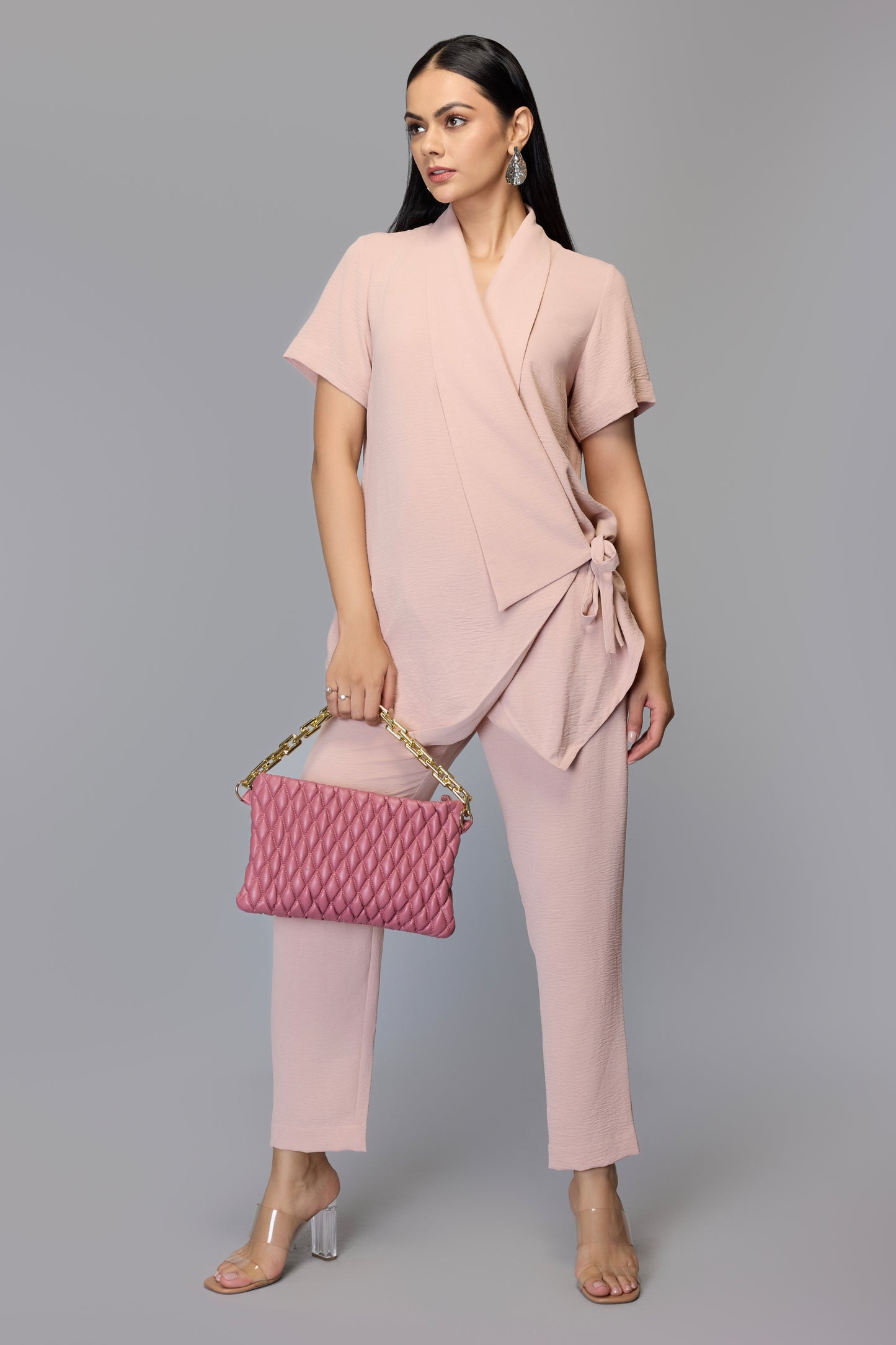 Dusky Pink Wrap-Style Co-ord Set