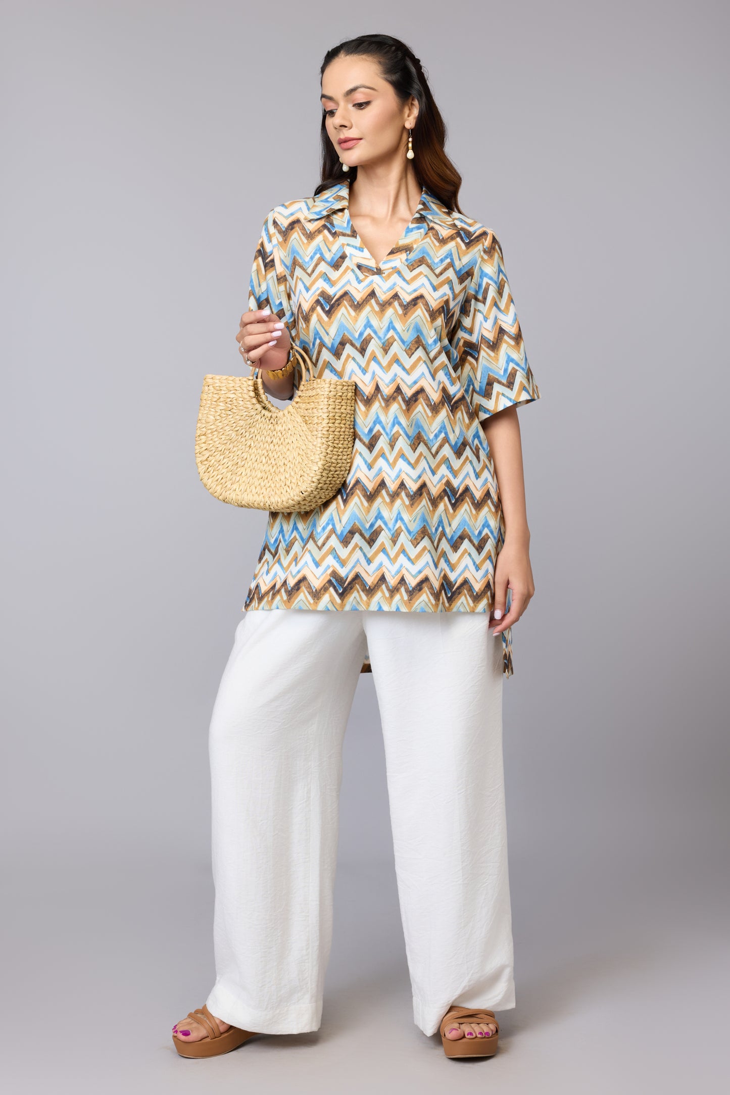 Multicolor Zigzag Fusion Top