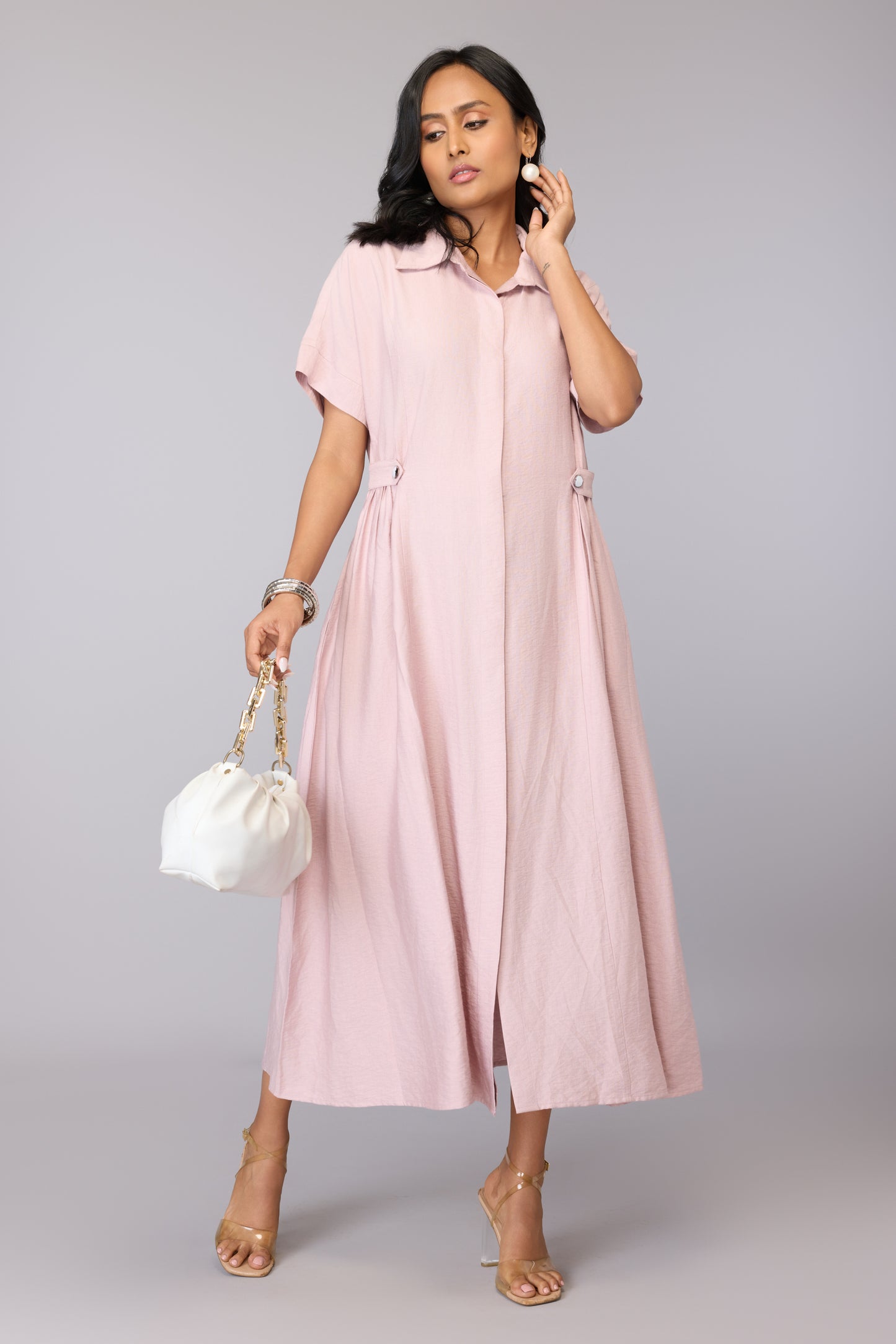 Lavender Breezy Buttoned Dress
