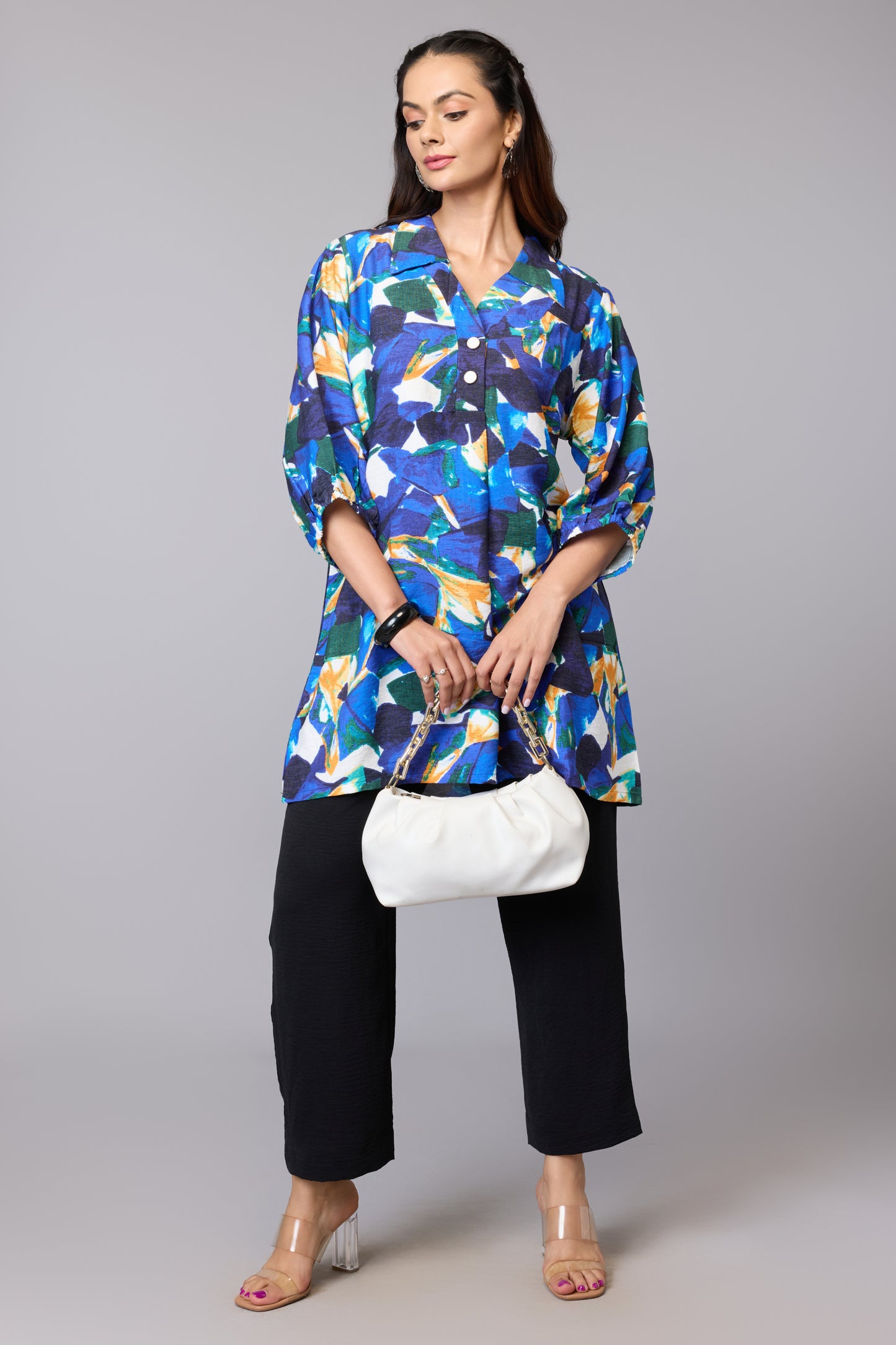 Blue Brushstroke Art Tunic