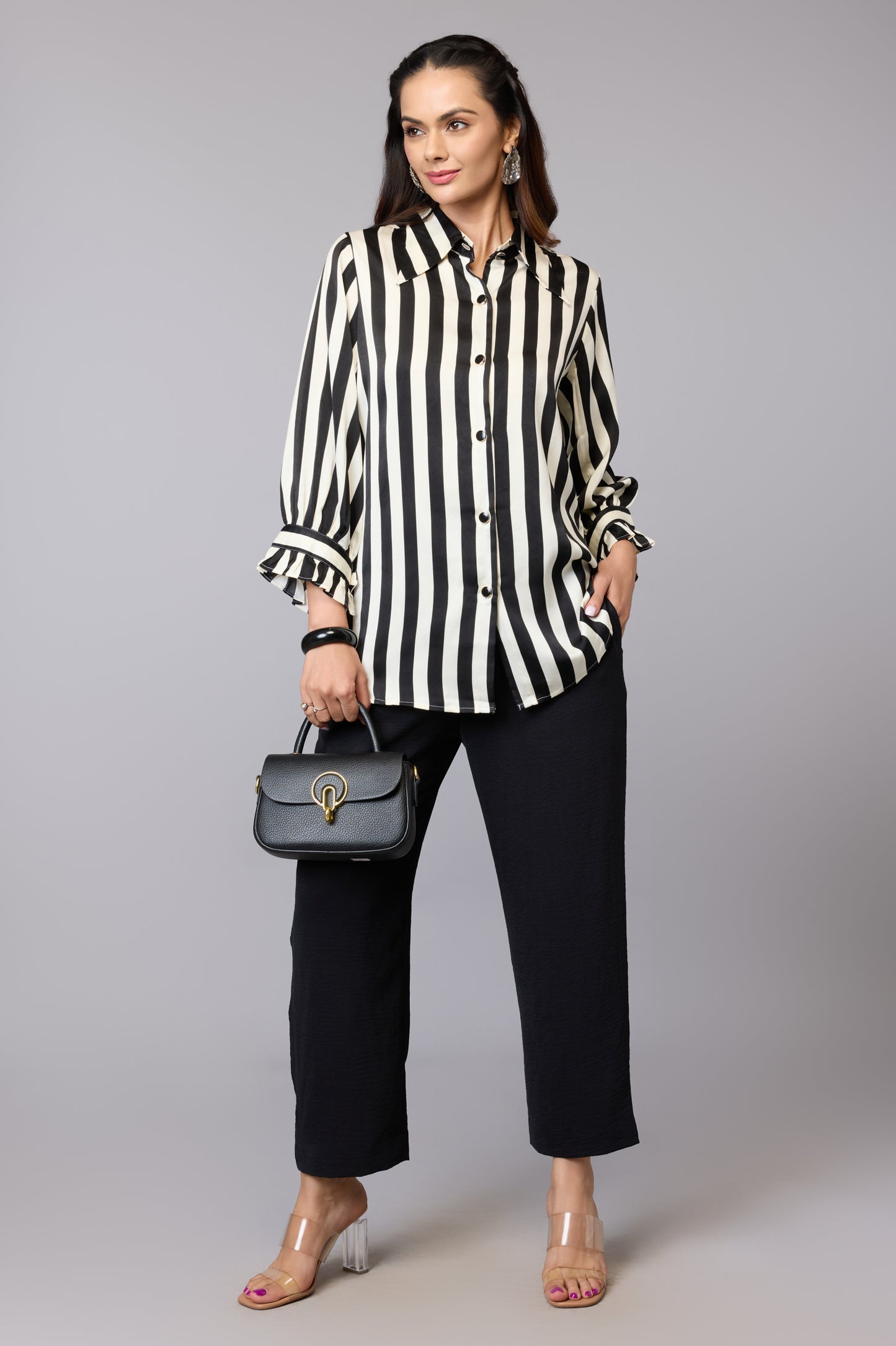Monochrome Stripe Chic Shirt