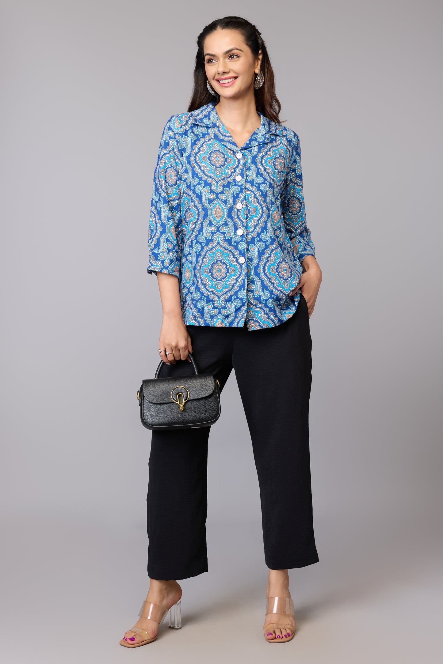 Blue Paisley Charm Top