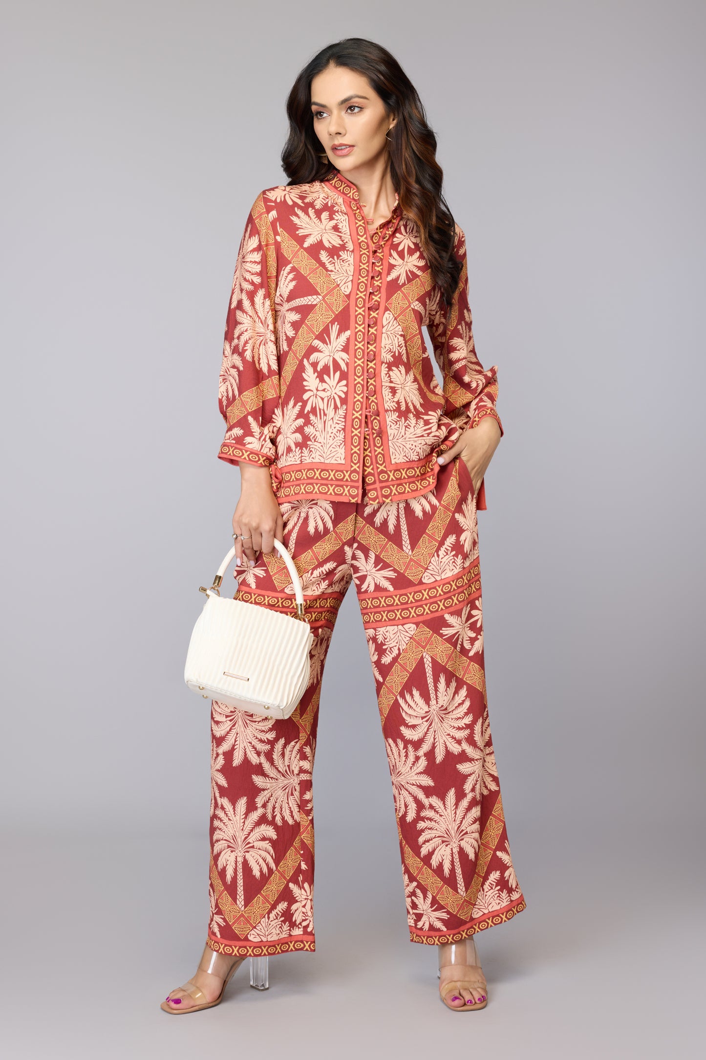 Palm Print Relaxed Trousers