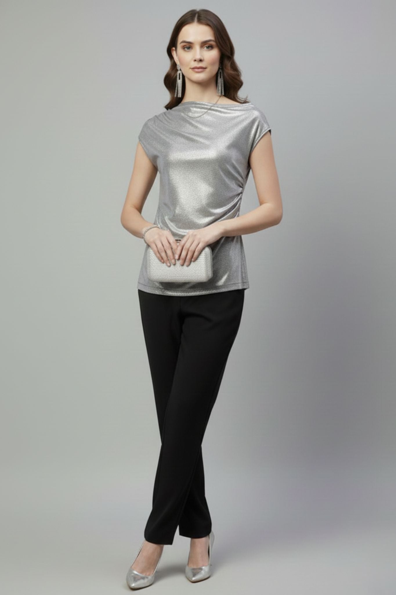 Silver Metallic Shine Top