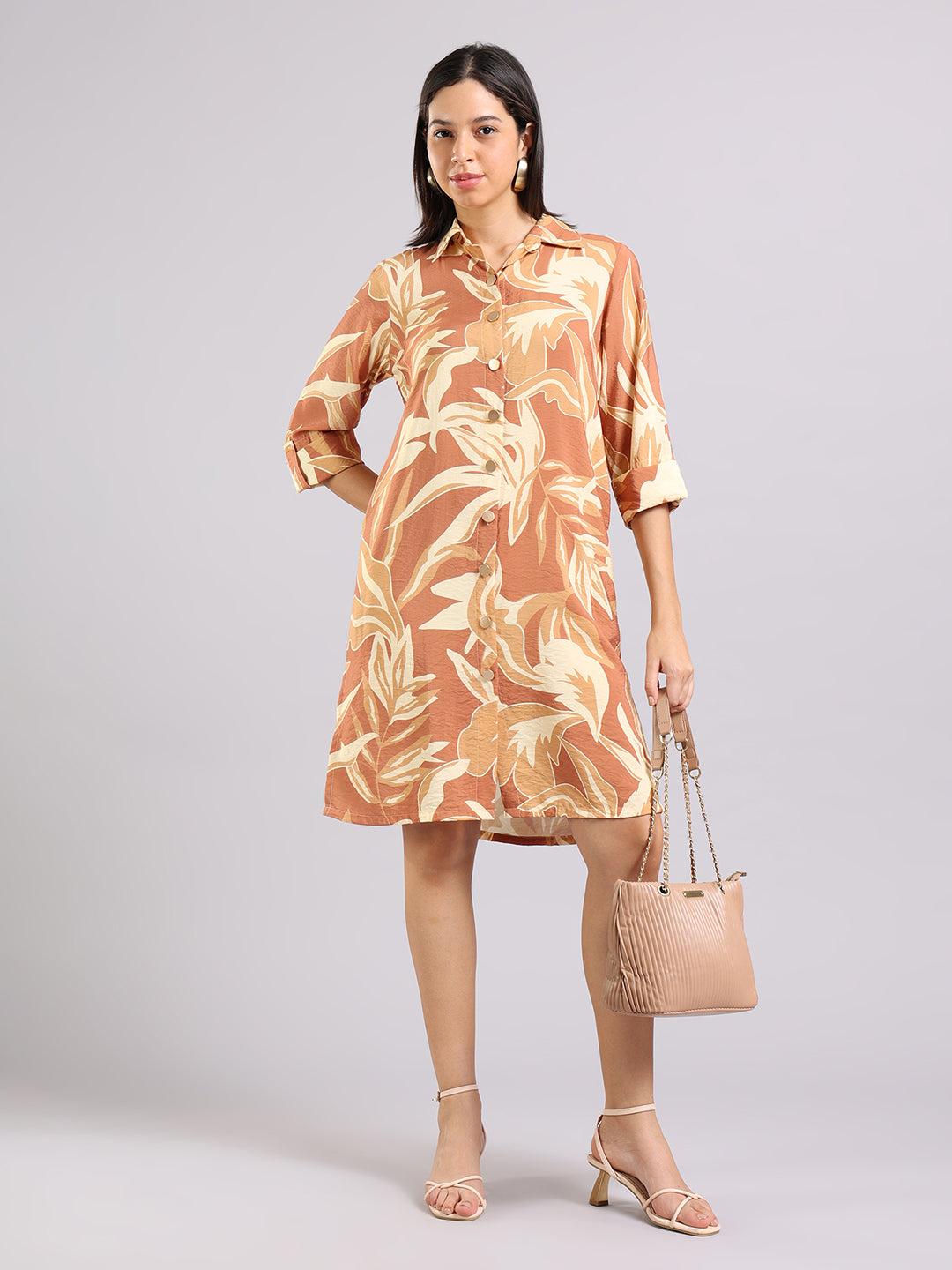 Tropical Sand Long Shirt Dress