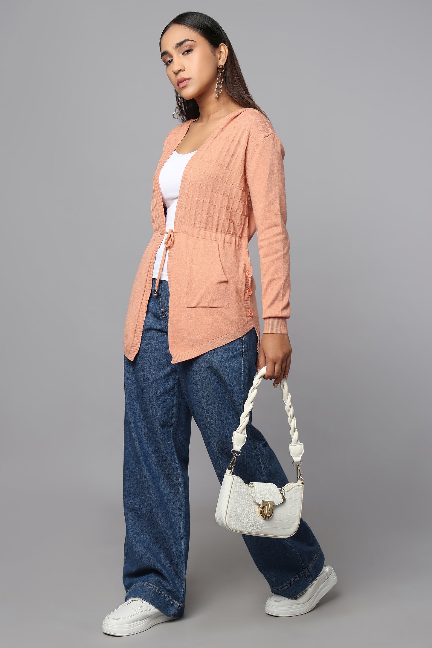 Everyday Knit Hoodie with Pockets - Pink