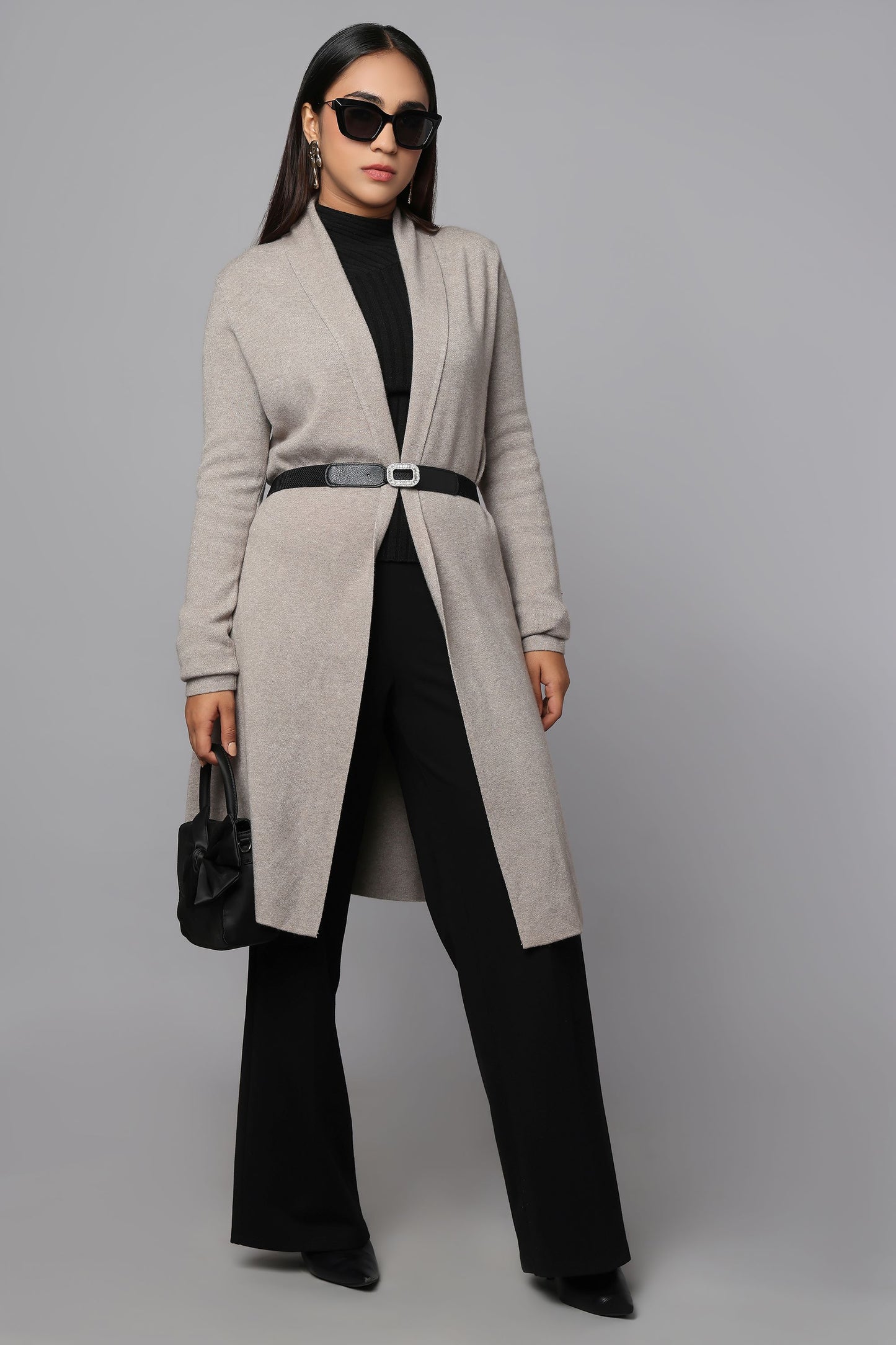 The Cinched Grace Sweater - Grey