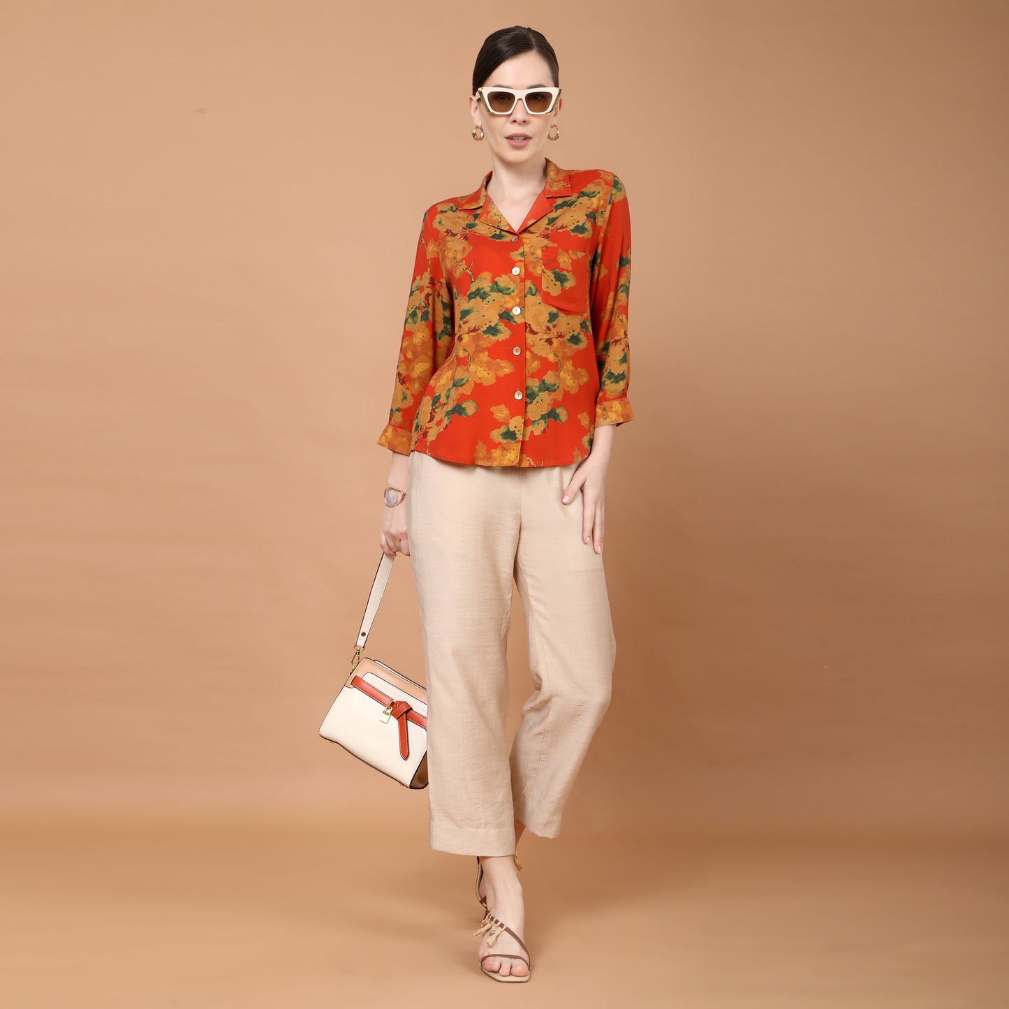 flora lapel collared top