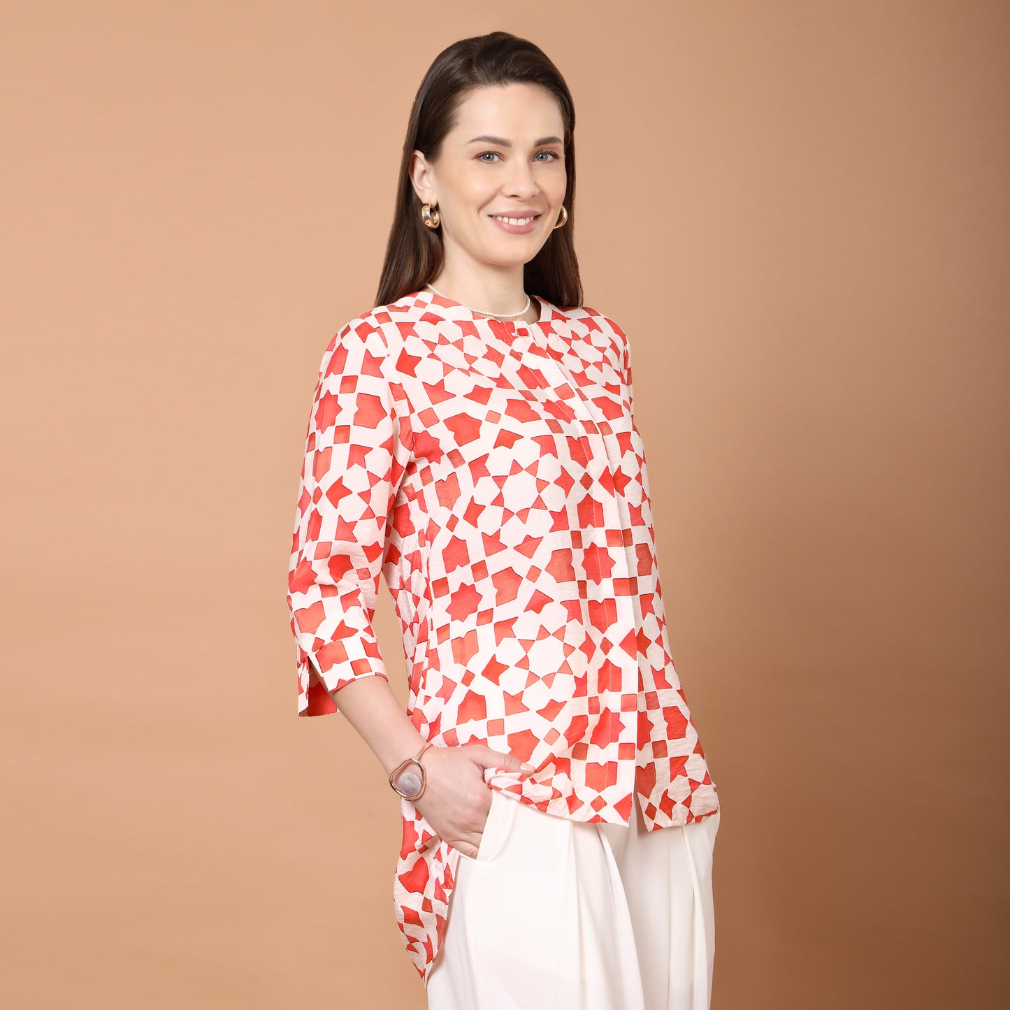 Akira geometric printed top